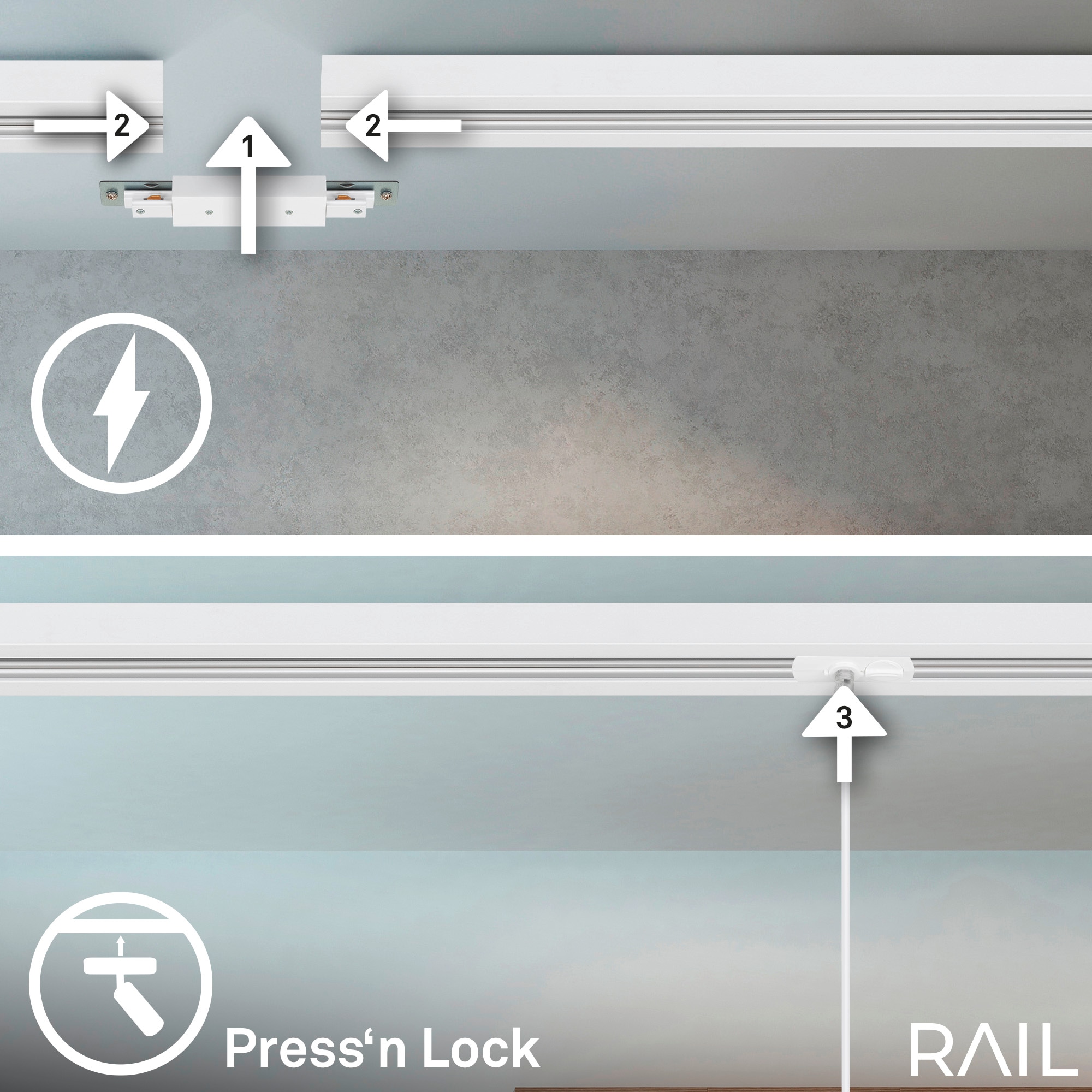 Briloner Leuchten Schienensystem-Sets »RAIL« LED-Board 7 Stk. Schienensystem Rail 1,5 m Weiß 4,5W Decke Wohnzimmer Büro Küche Flur