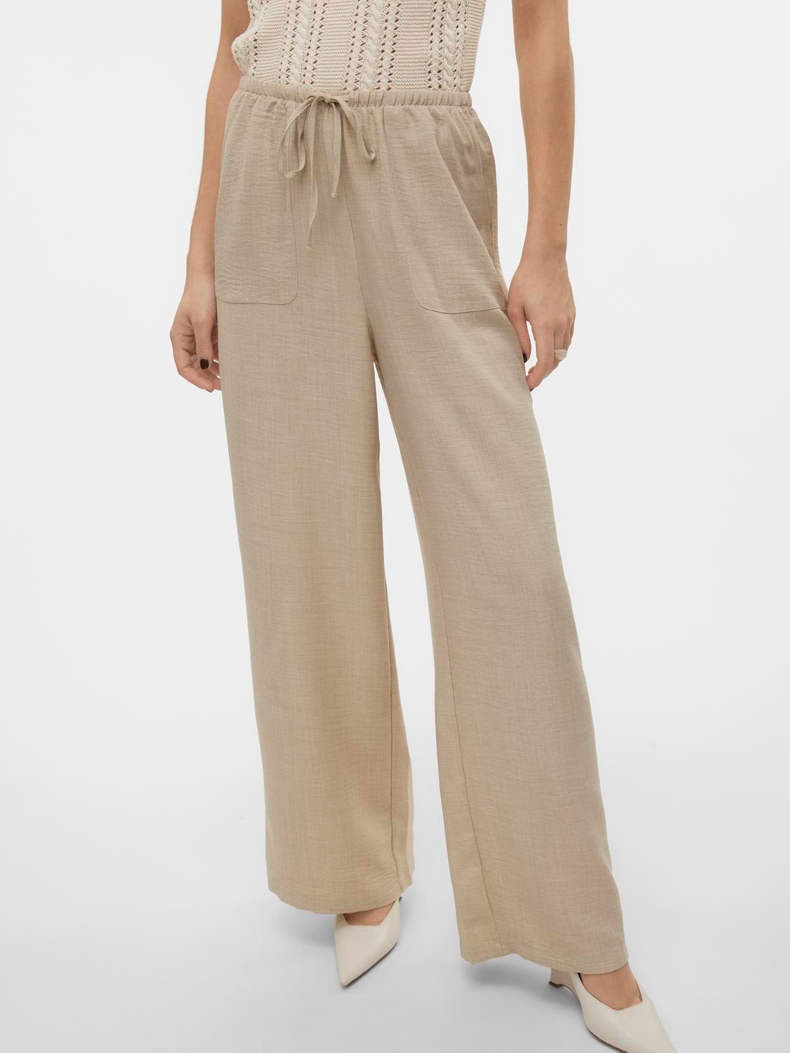 Vero Moda Schlupfhose "VMMELANEY HW LOOSE PANT WVN GA NOOS" Kunstfaser, loo günstig online kaufen