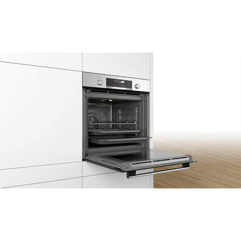 BOSCH Einbaubackofen »HBG579BS0«, Serie 6, HBG579BS0, mit Teleskopauszug nachrüstbar, Pyrolyse-Selbstreinigung