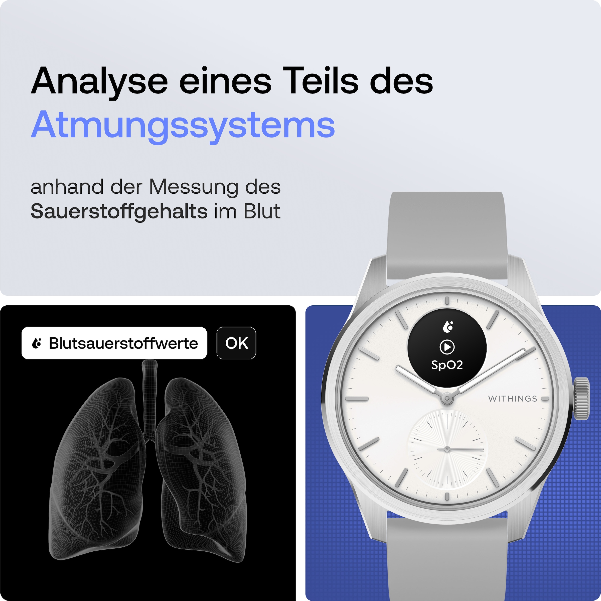 Withings Smartwatch »ScanWatch 2 42mm«, HealthSense OS,)