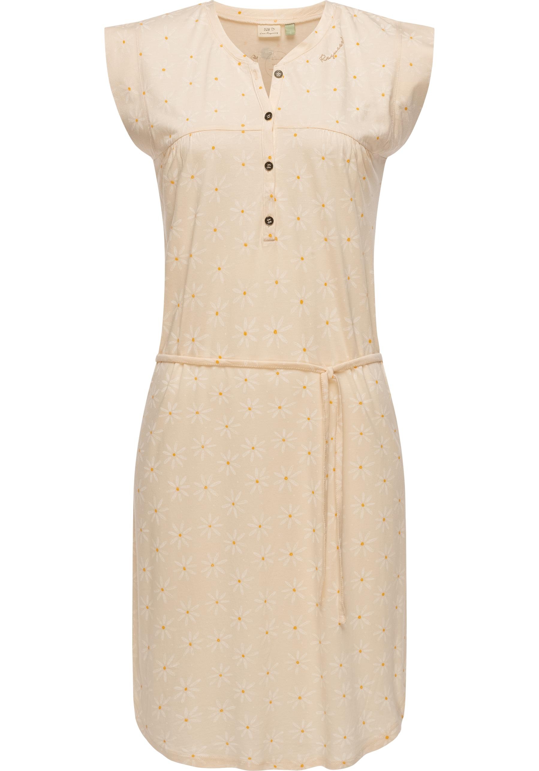 Sommerkleid RAGWEAR "Zofka", Damen, Gr. L (40), Normalgrößen, beige, Obermaterial: 50% Lyocell, 50% Baumwolle, figurumspielend knielang, Rundhals, Ärmel ohne Ärmelschlitz normaler Saum, Kleider Sommerkleid, Jersey Kleid mit sommerlichem Print
