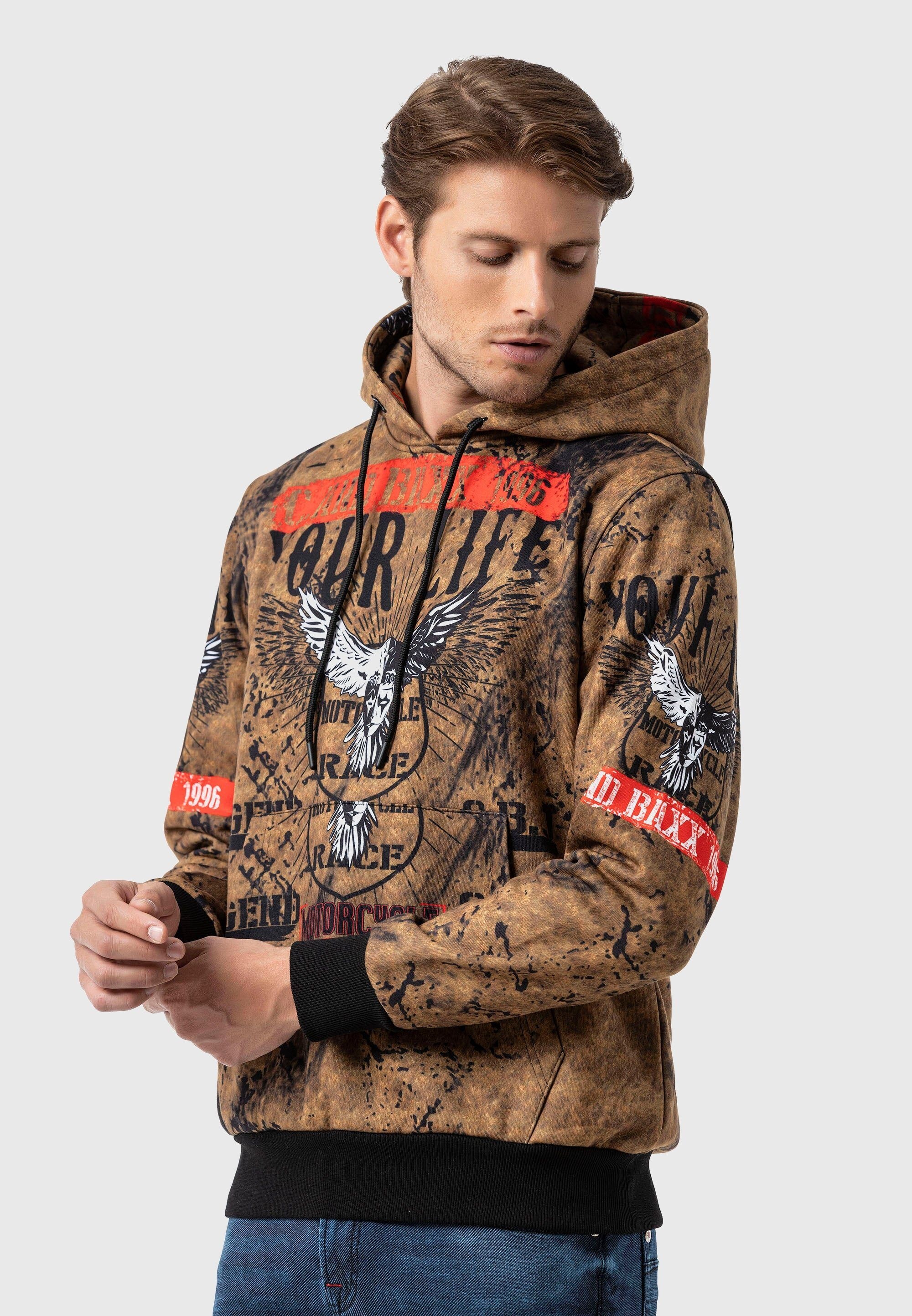 Cipo & Baxx Kapuzenpullover »Sweatshirts«, (1 tlg.), mit Allover-Print