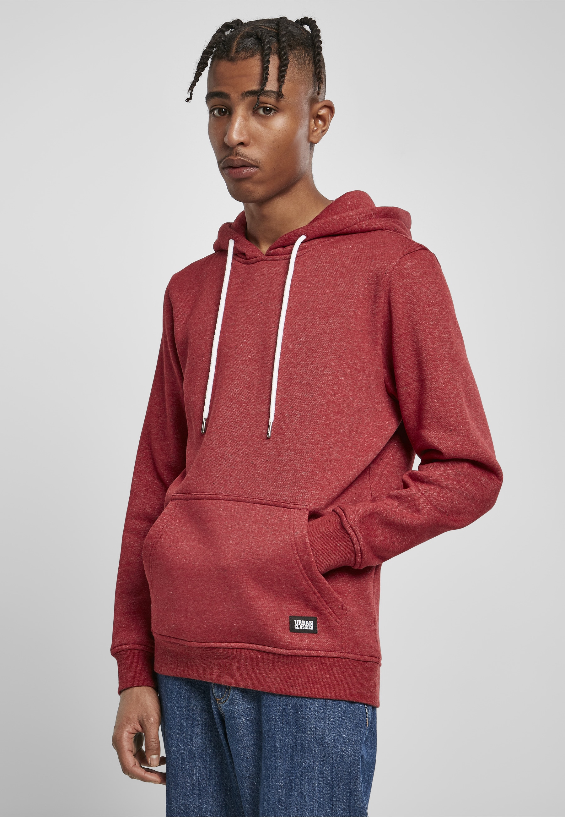 URBAN CLASSICS Rundhalspullover »Urban Classics Herren Basic Melange Hoody« 1 Stk.