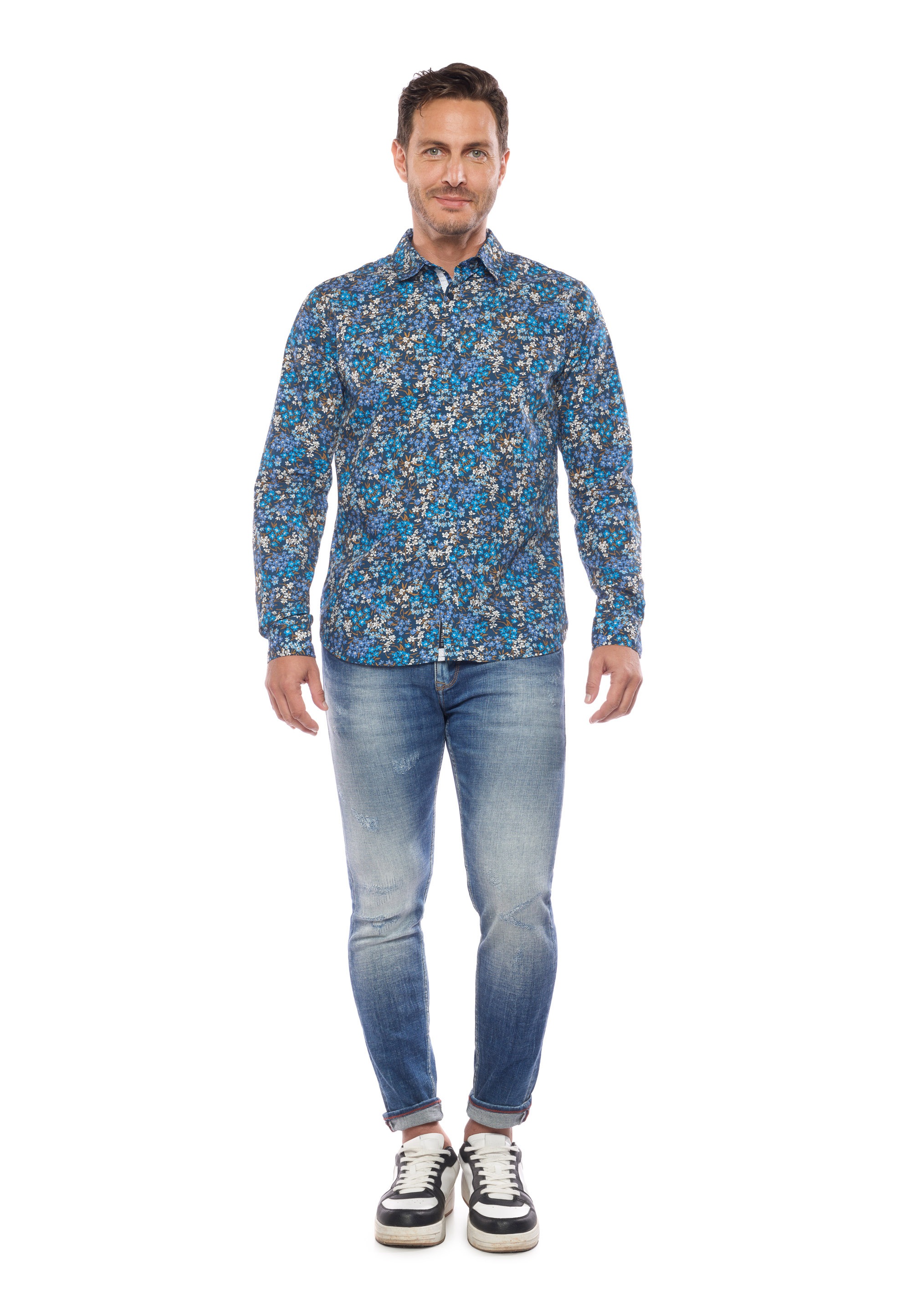 Le Temps Des Cerises Langarmhemd »CHEMISE HOMME GRIBA (MANCHE LONGUE) /SHIRT MAN GRIBA (LONG SLEEVE)«, Mit floraler Musterung