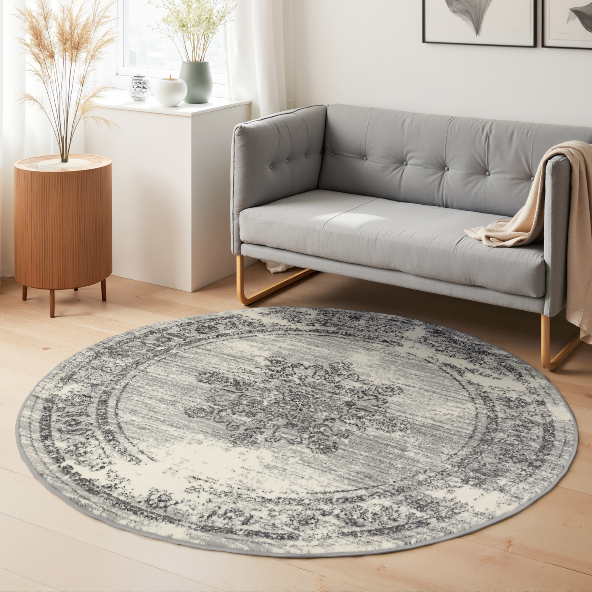 HANSE Home Teppich "Lydia" rund 9 mm Höhe Wohnzimmer, Schlafzimmer, Flur, Kurzflor, orientalisch, Vintage, weich