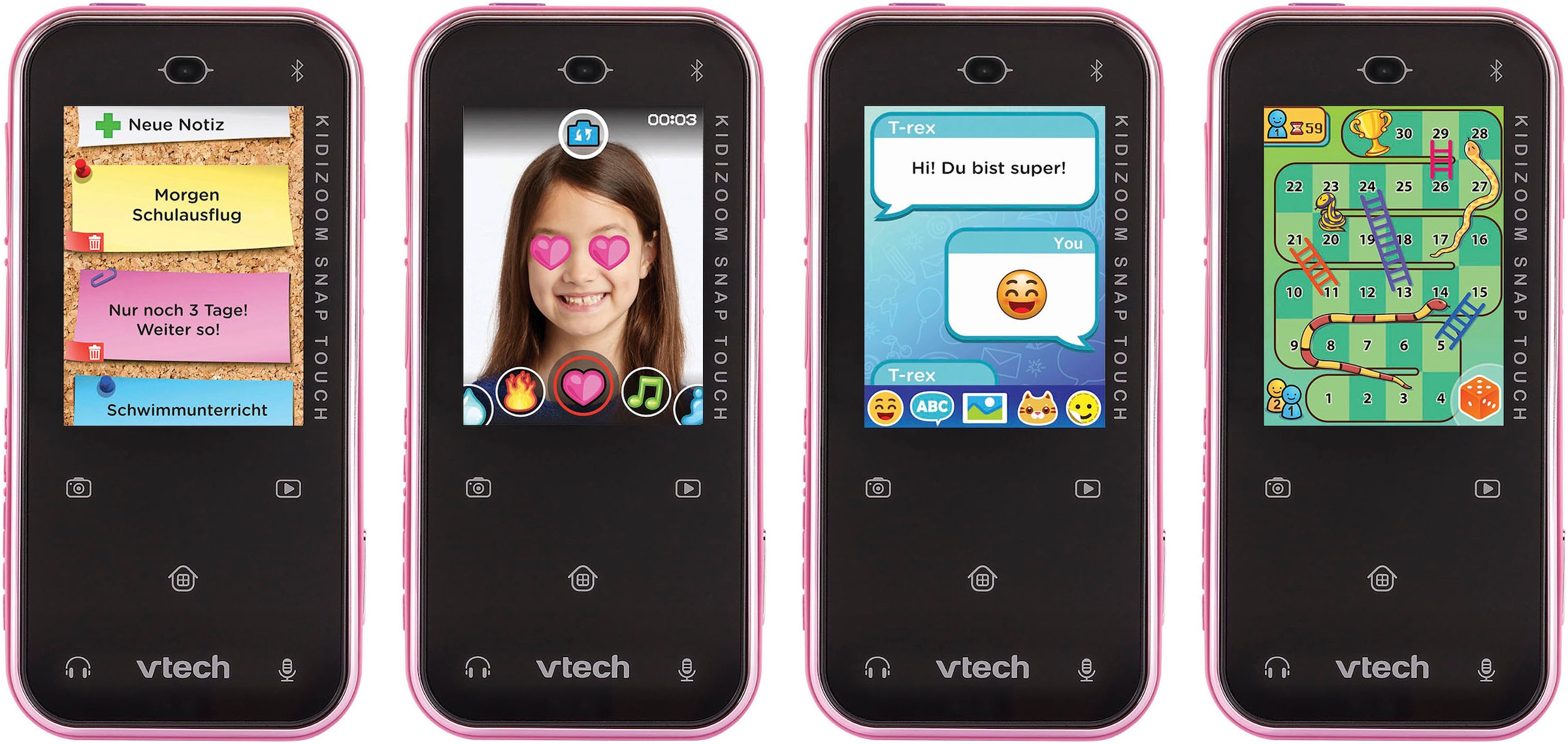 Vtech® Kinderkamera »KidiZoom Snap Touch, pink«, im coolen Smartphone-Format; inklusive Tragetasche