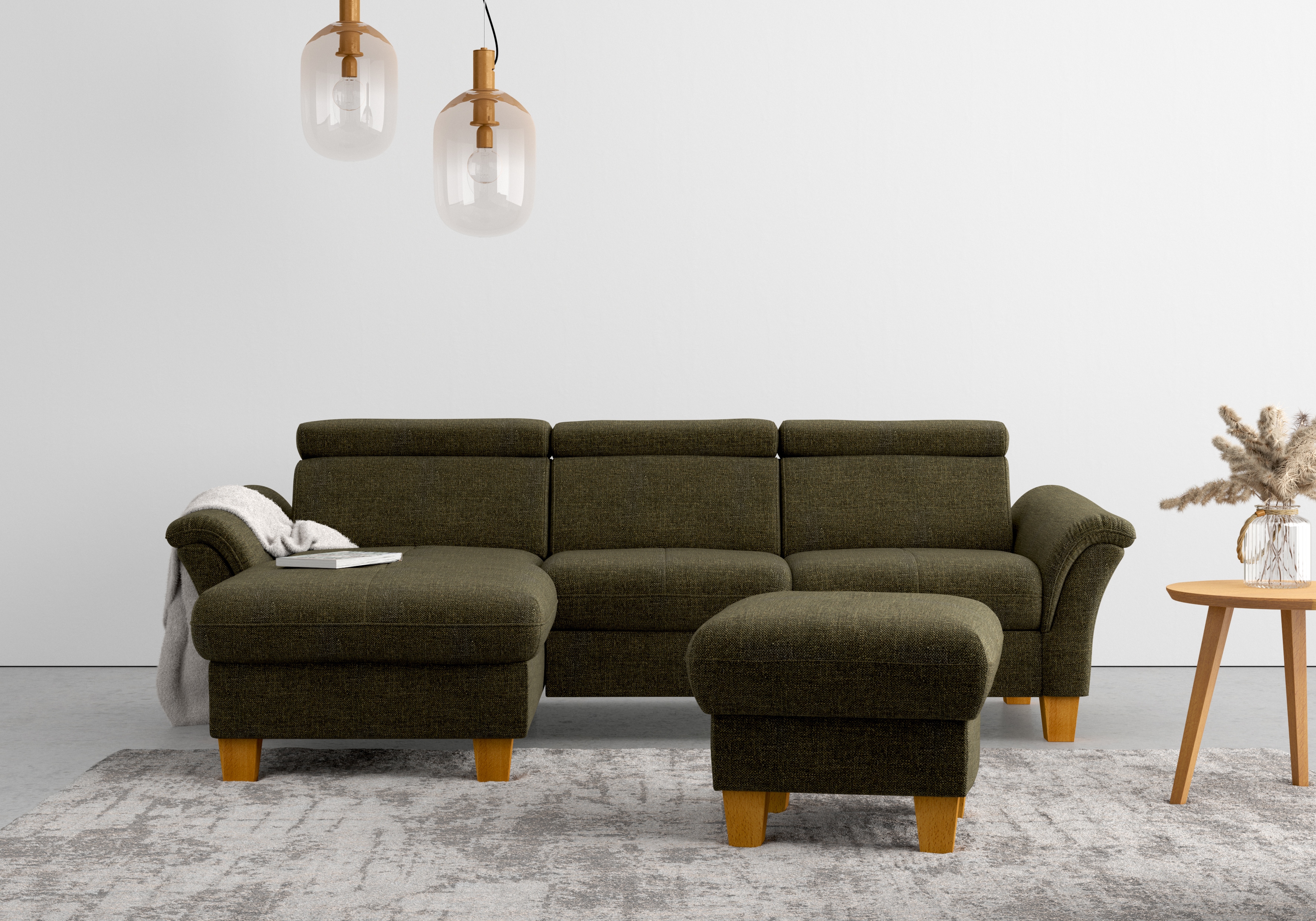 OTTO home Ecksofa "Lindgren L-Form" wahlweise mit Bett mit klappbaren Rollen, Kasten und Kopfverstellung