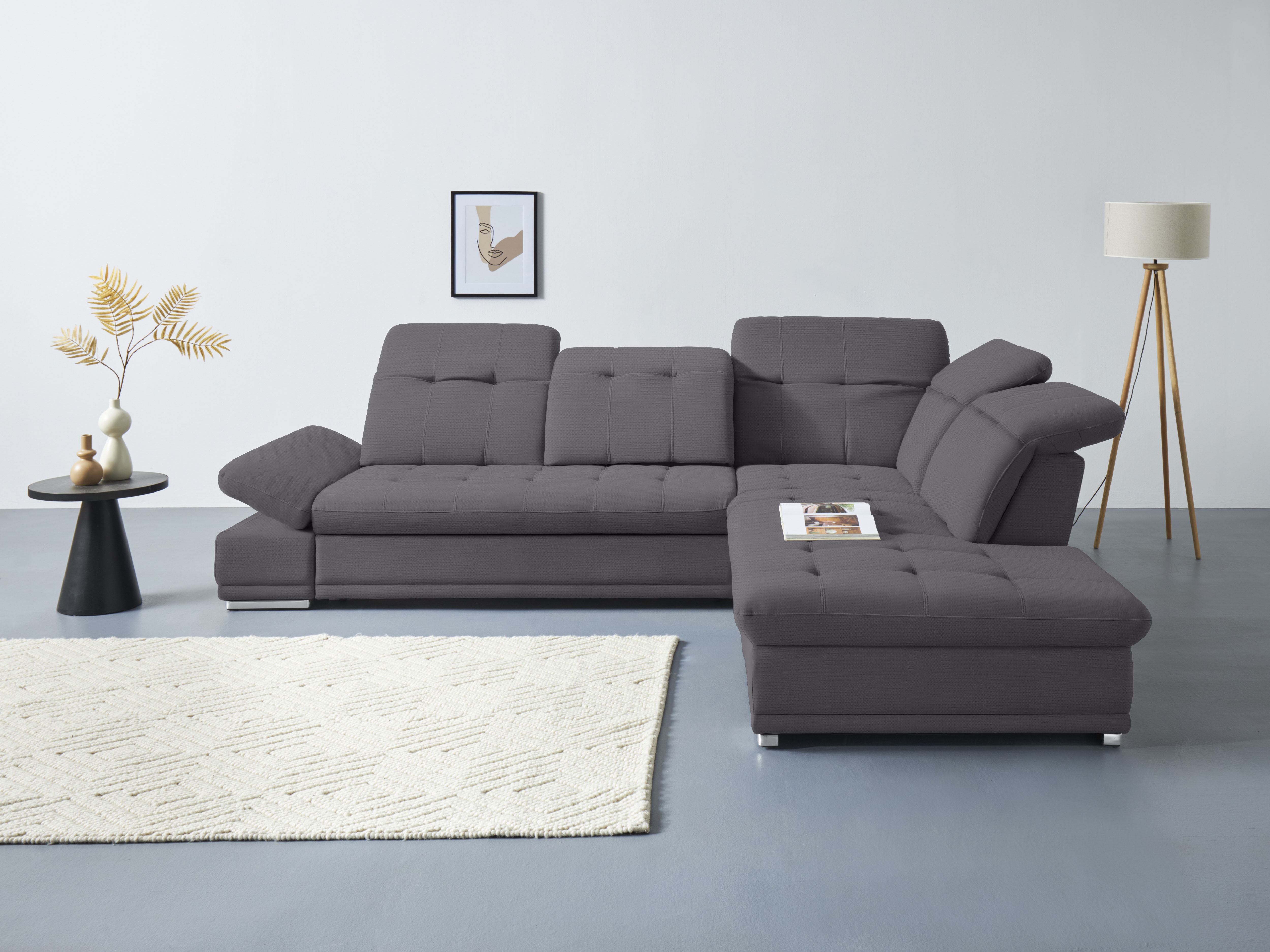 COTTA Ecksofa "Holiday L-Form mit Sitztiefen-, Armteil- und Kopfteilverstellung" wahlweise mit Schlaffunktion & Bettkasten