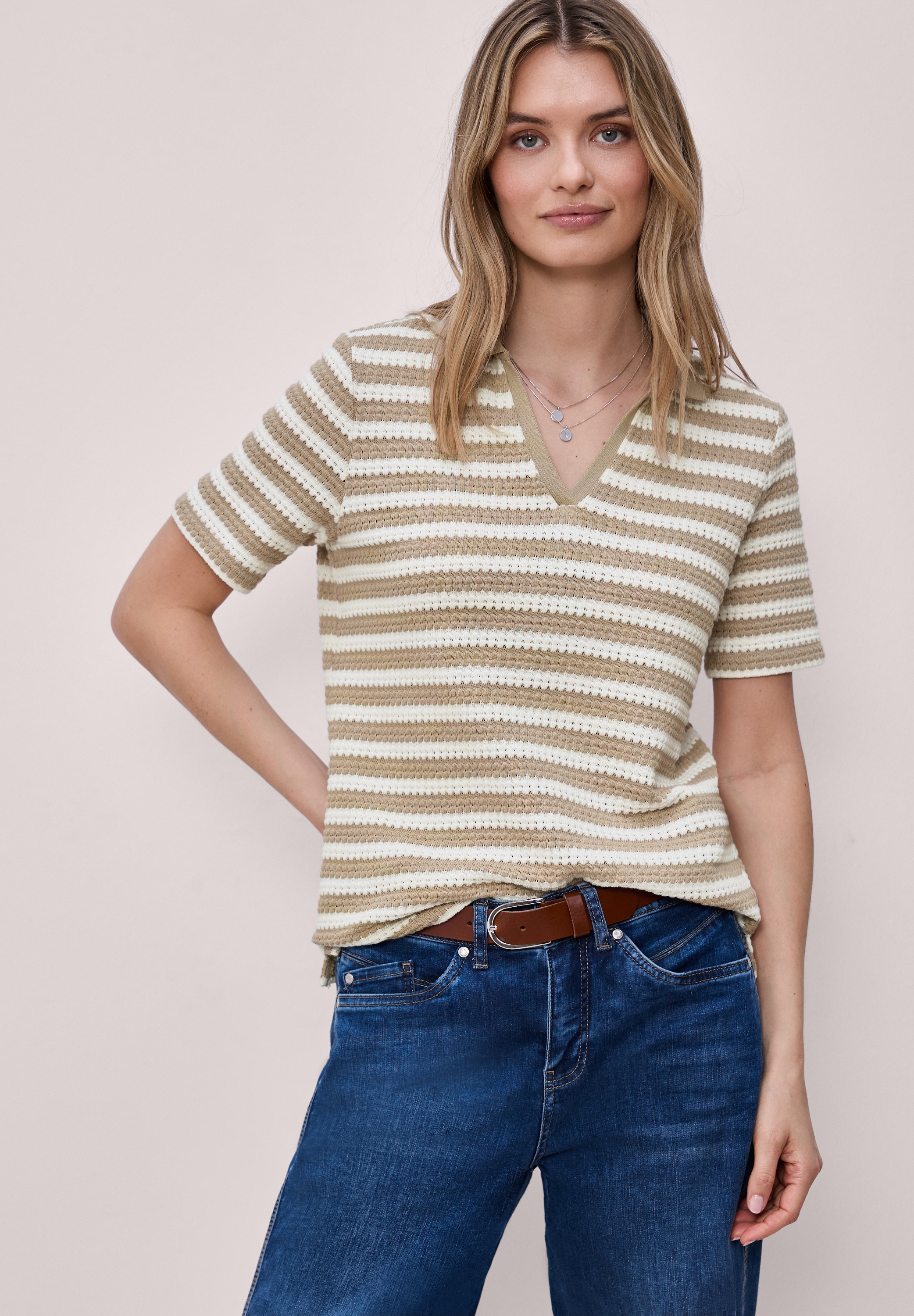 STREET ONE Poloshirt mit Strick-Struktur günstig online kaufen