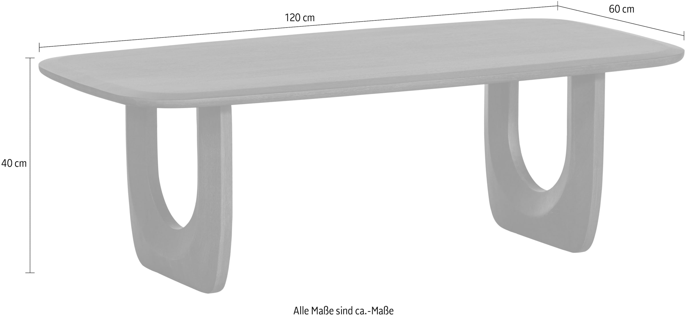 WOOOD Couchtisch »Frequent«, Holztisch aus Mangoholz, H 40 cm x B 120 cm