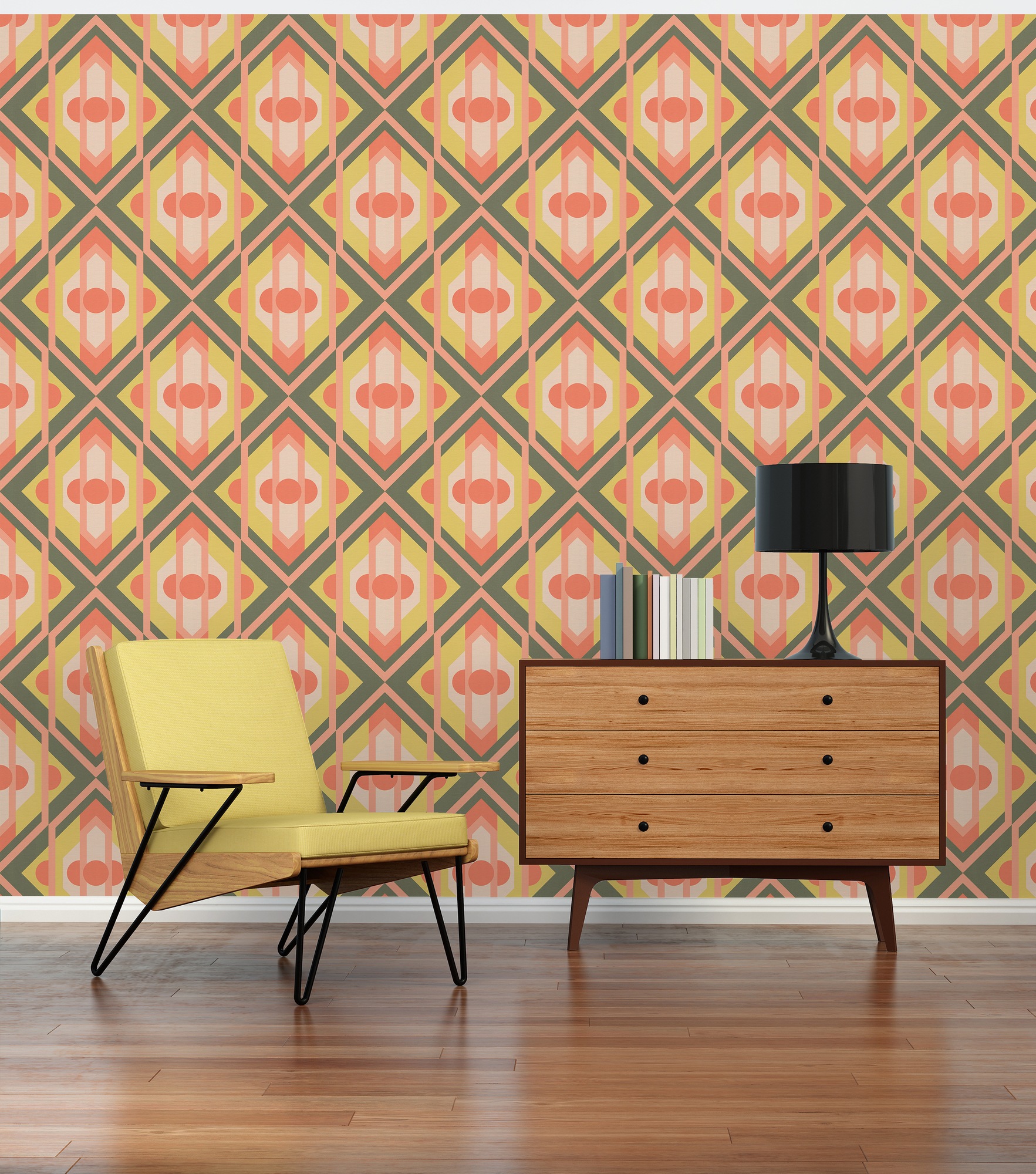 A.S. Création Vliestapete "Retro Chic 3D-Tapete Mustertapete Grafik 3D" Matt Strukturiert Vliestapete Kunst Für Schlafzimmer Küche Wohnzimmer 3D