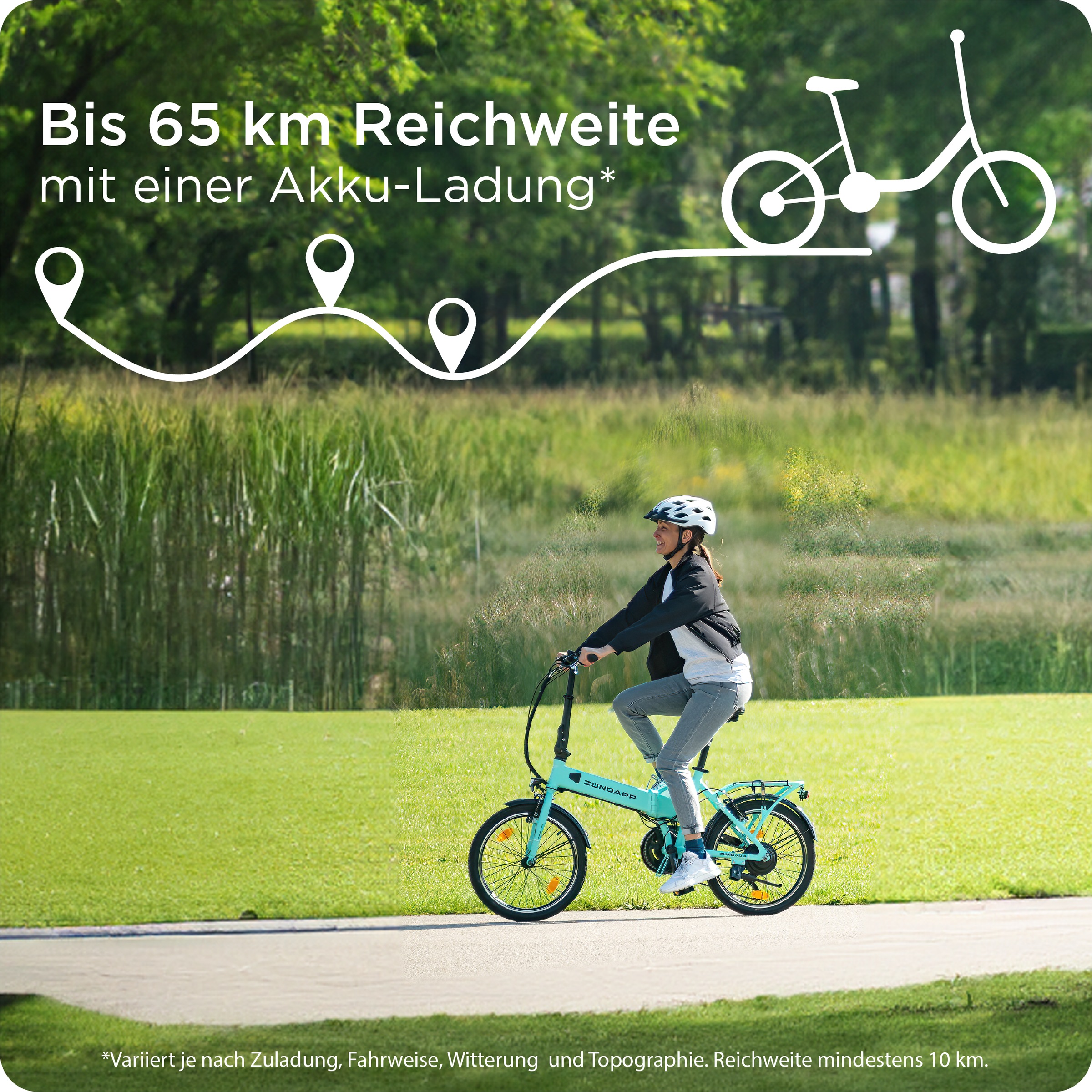 Zündapp Z101 20 Zoll Elektro Klapprad für Erwachsene 150 - 180 cm 6 Gang E Klappfahrrad E Bike Faltrad Pedelec StVZO