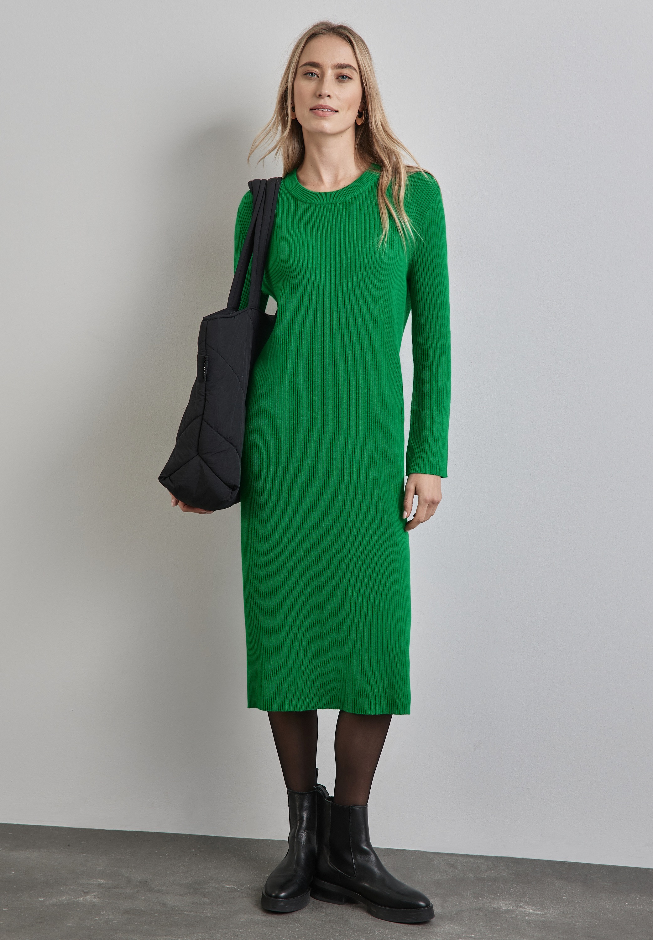 STREET ONE Midikleid Ohne Taschen mit Rundhalsausschnitt