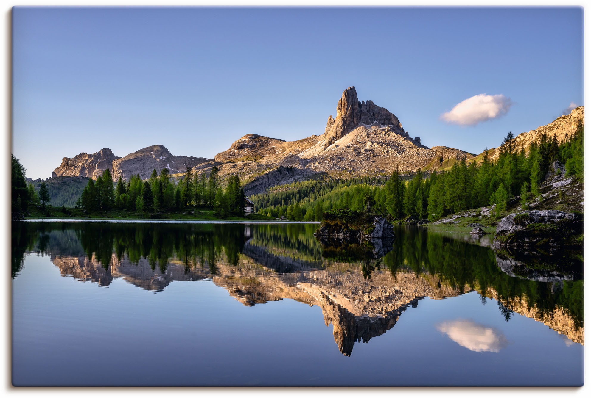 Artland Leinwandbild "Lago Di Federa in den Dolomiten" Gewässer 1 Stk. tlg. auf Holzrahmen gespannt
