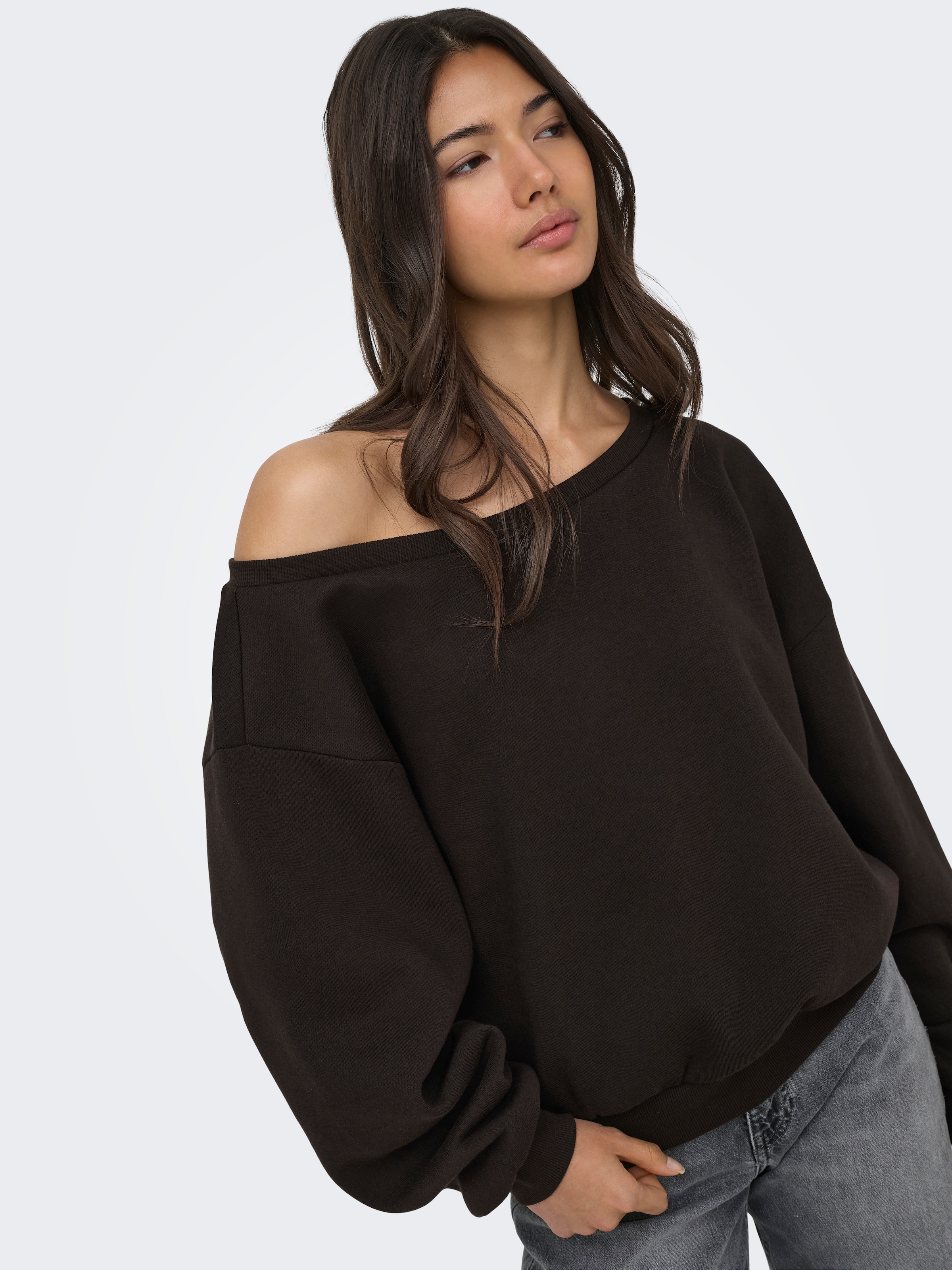 ONLY Sweatshirt »ONLRHINA L/S ONE SHOULDER NOOS SWT«, Baumwollmischung, oversize
