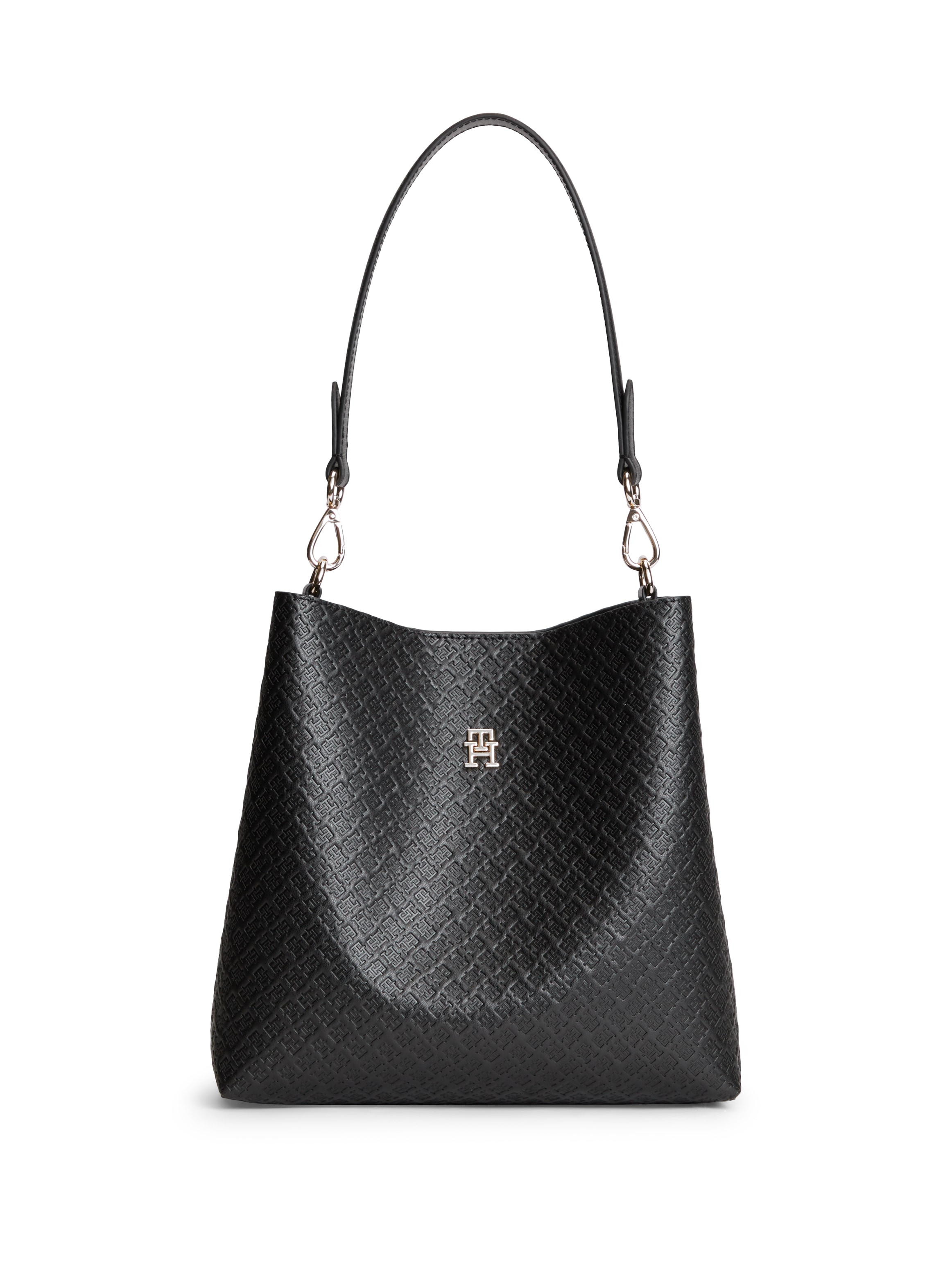 Tommy Hilfiger "TH ICON SHOULDER BAG MONO" Damen Handtasche, Shopper mit goldfarbenem TH-Schmuckelement