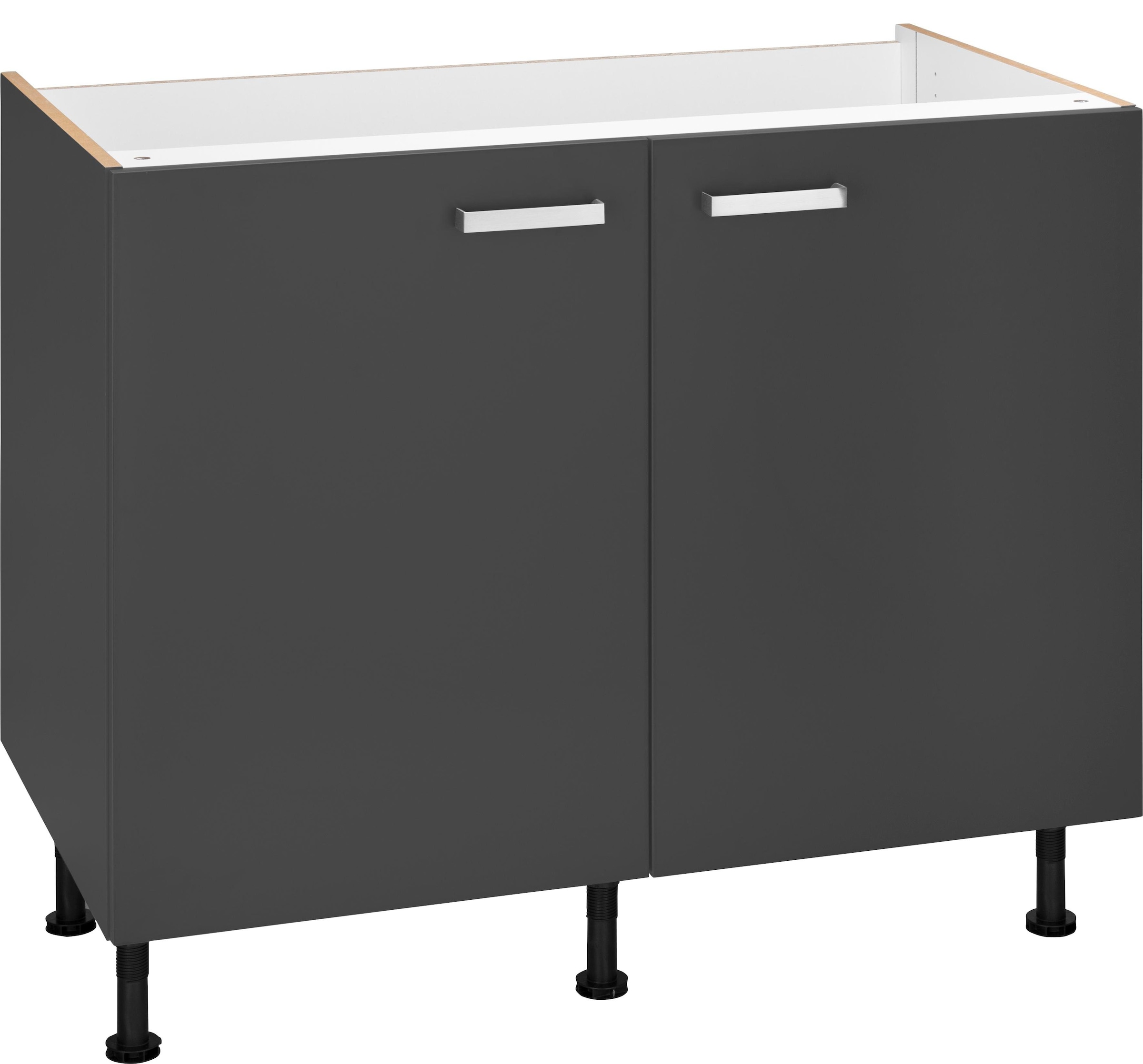 OPTIFIT Spülenschrank »Bern«, 100 cm Metallgriffen mit höhenverstellbare kaufen | Türen, mit breit, Füße, BAUR 2