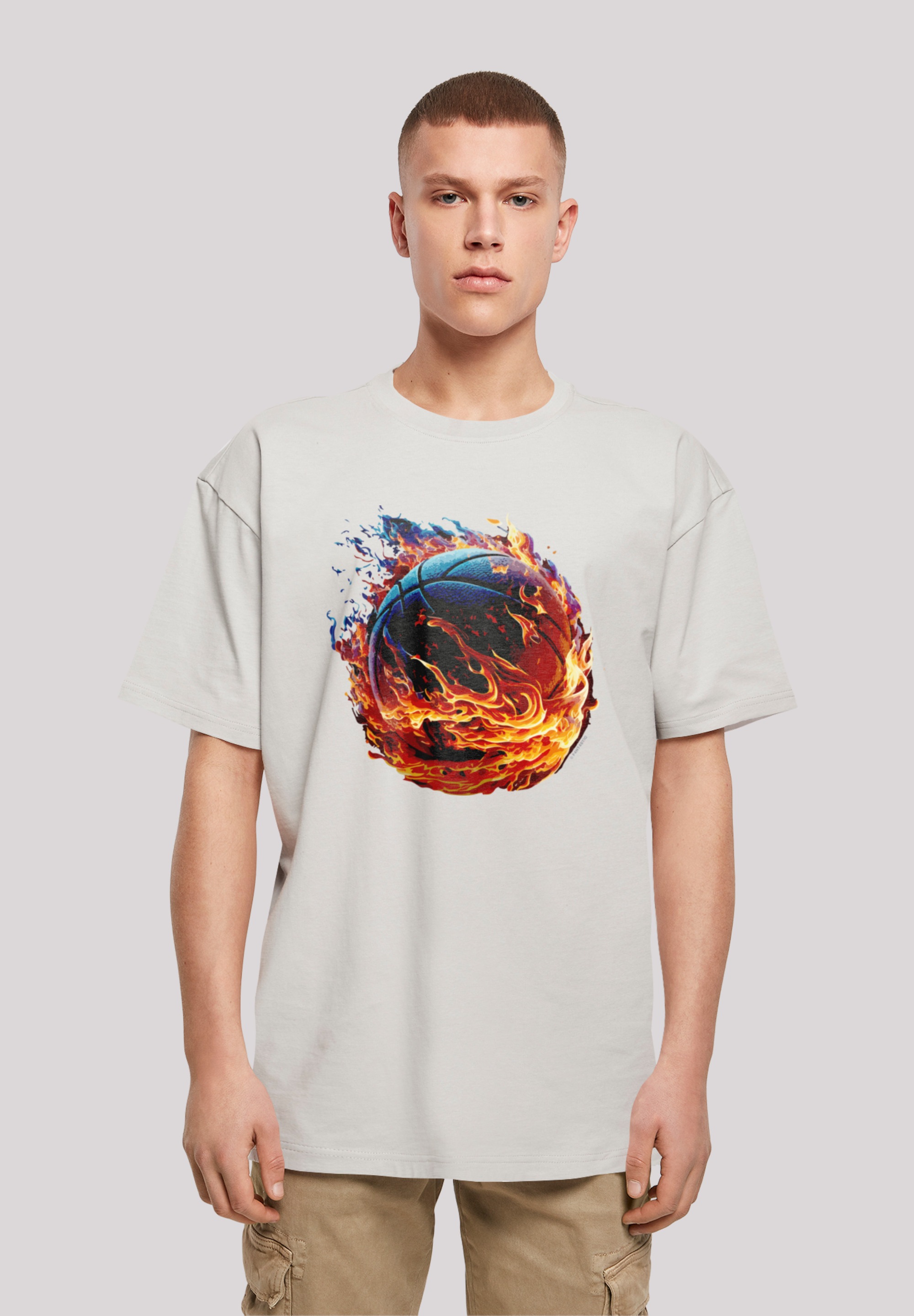 F4NT4STIC T-Shirt "Basketball On Fire Sport OVERSIZE TEE", Print