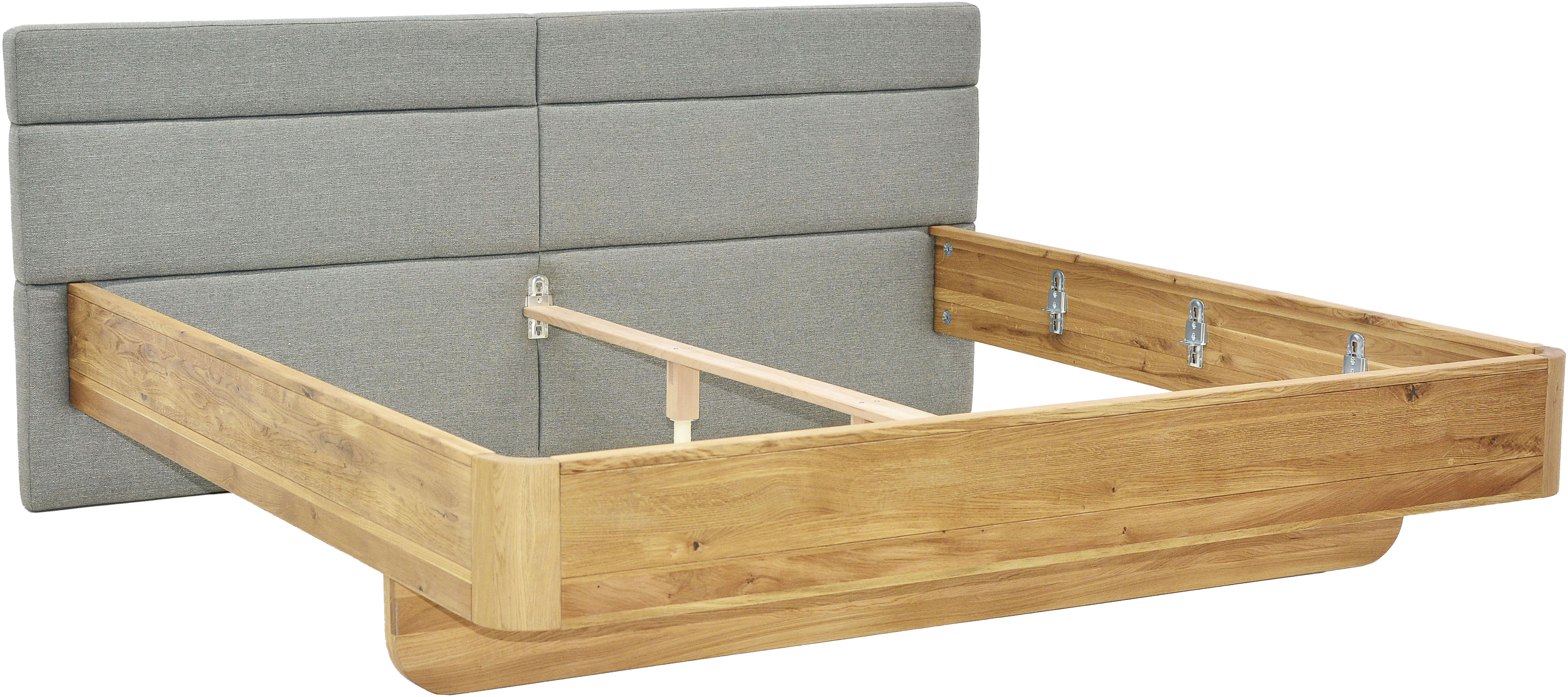Thumbnail - Home affaire Massivholzbett "Latillé in Schwebeoptik" gepolstertes Kopfteil, wahlweise in Kernbuche o. Wildeiche und in ...