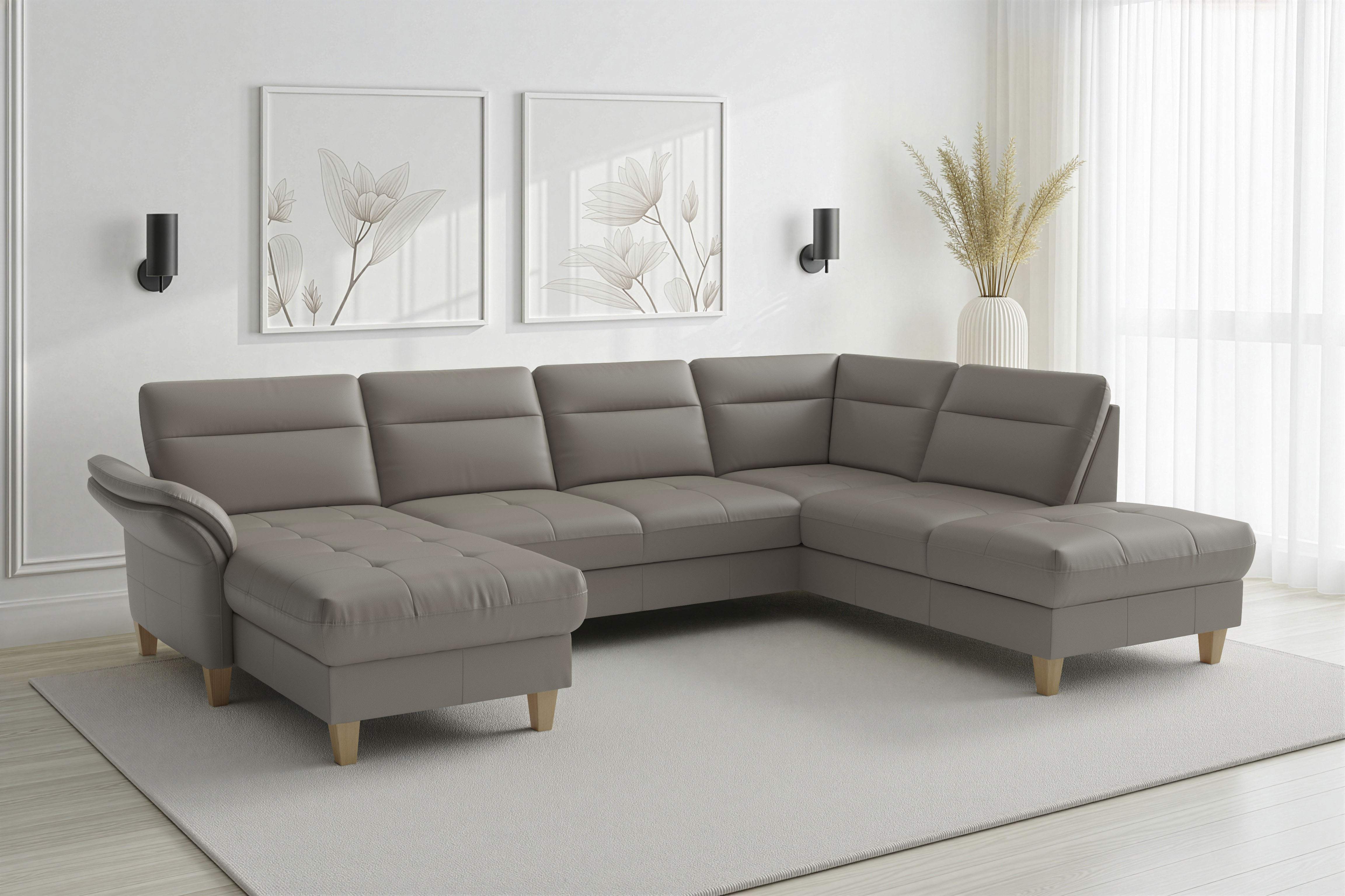 sit&more Wohnlandschaft "Pamela U-Form, B: 292 cm, optional Schlaffunktion & Bettkasten, Leder"