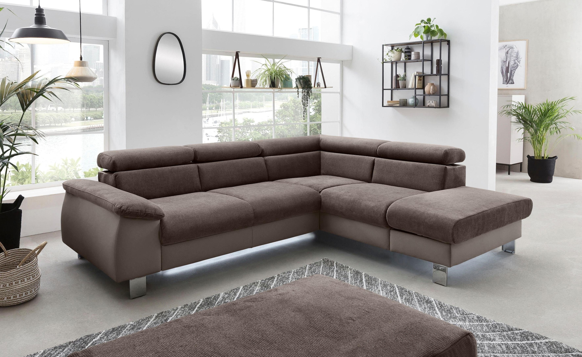 COTTA Ecksofa "Komaris L-Form, B: 249 cm" mit Kopfteilverstellung, optional günstig online kaufen