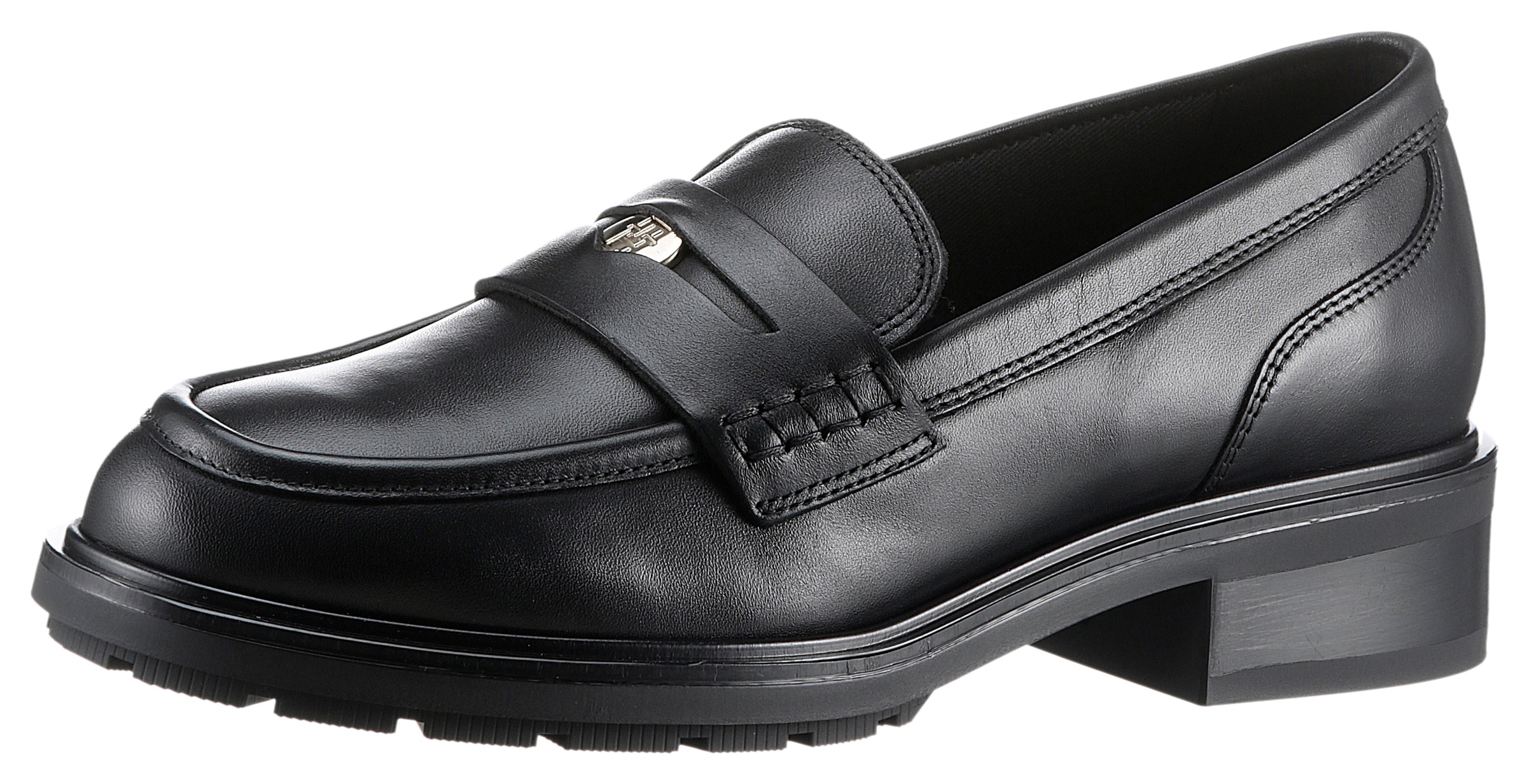 Tommy Hilfiger Loafer "TH PENNY LOAFER", Businessmode, Blockabsatz, Slipper, Halbschuh mit Zierriegel