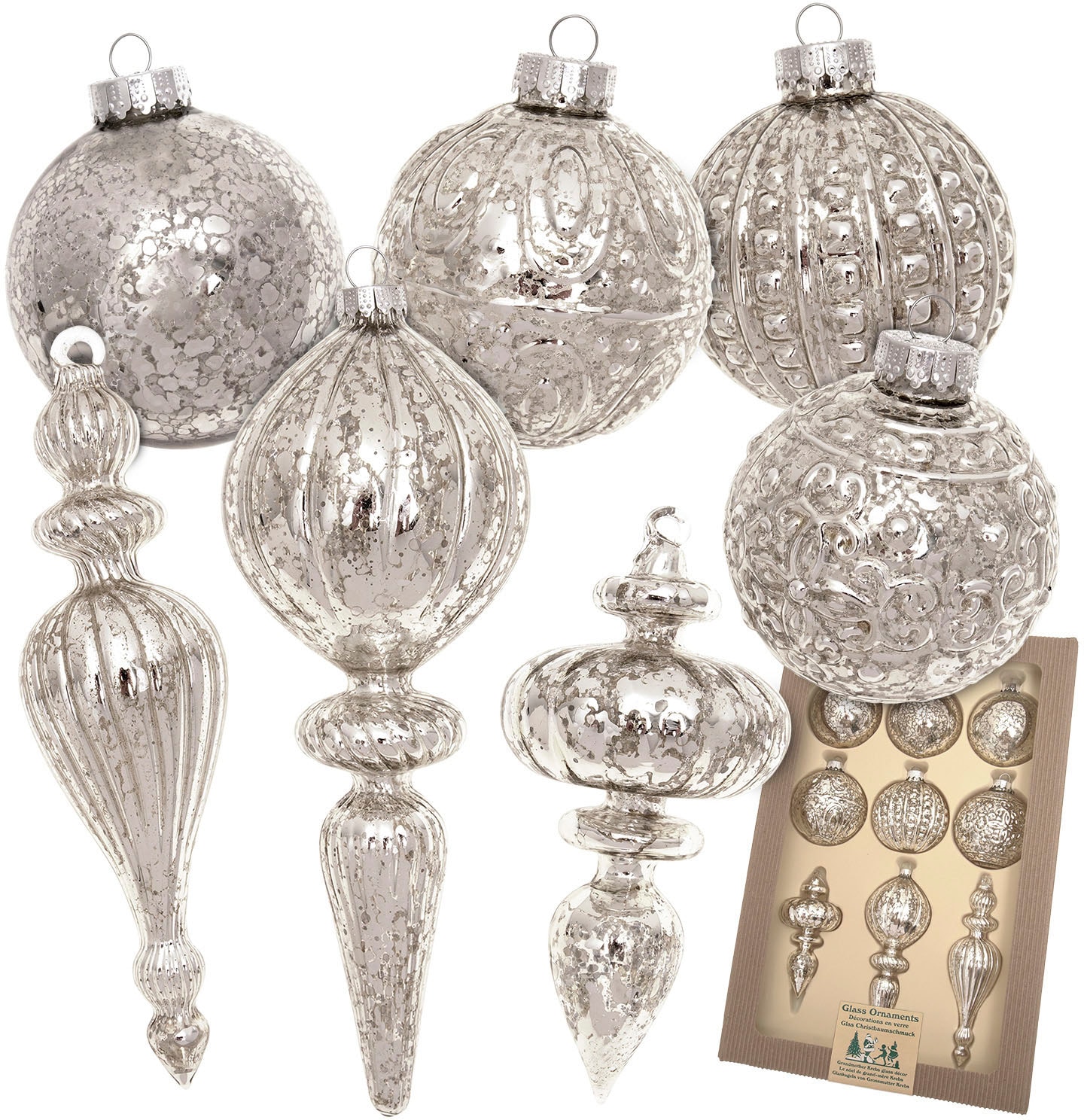 Christbaumschmuck »Antikes Mercury Glas Sortiment«, (Packung, 9 tlg.),...