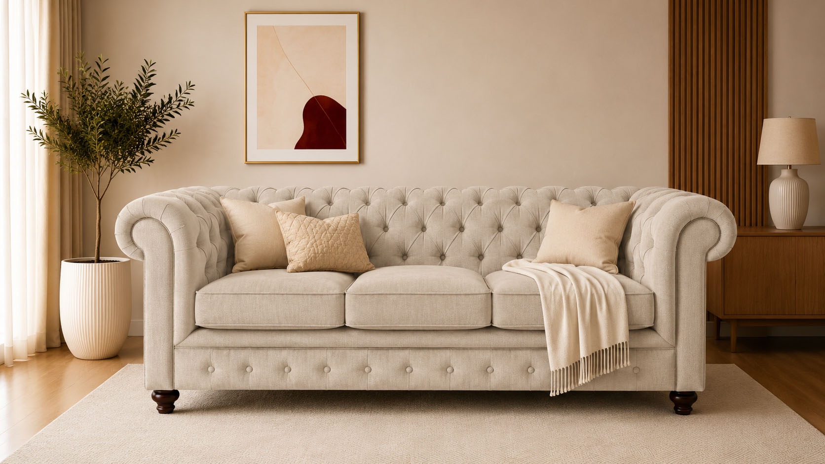 OTTO home Chesterfield-Sofa "Chesterfield 3-Sitzer B/T/H: 198/89/74 cm" mit hochwertiger Knopfheftung, auch in Leder