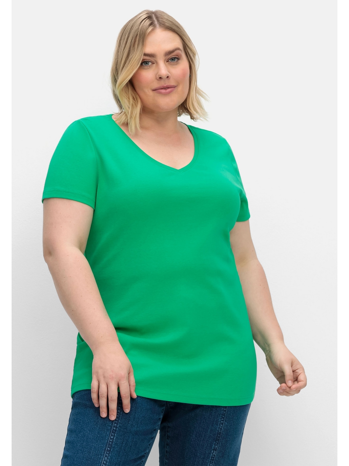 Sheego T-Shirt »Große für V-Ausschnitt mit BAUR bestellen Größen«, 