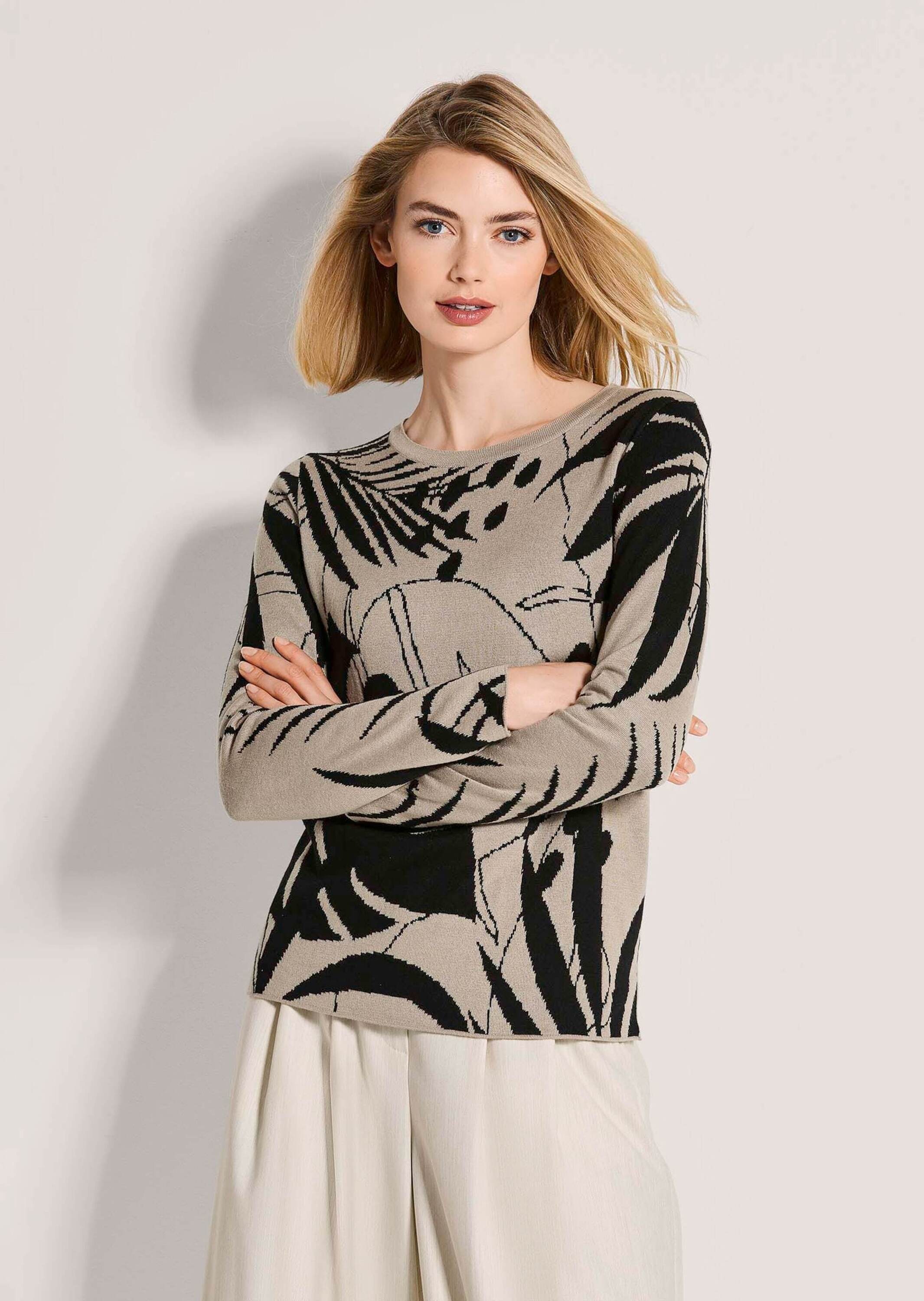 Thumbnail - MADELEINE Longpullover "Jacquardpullover Baumwollpullover mit floralem Muster" Allover-Jaquard-Muster