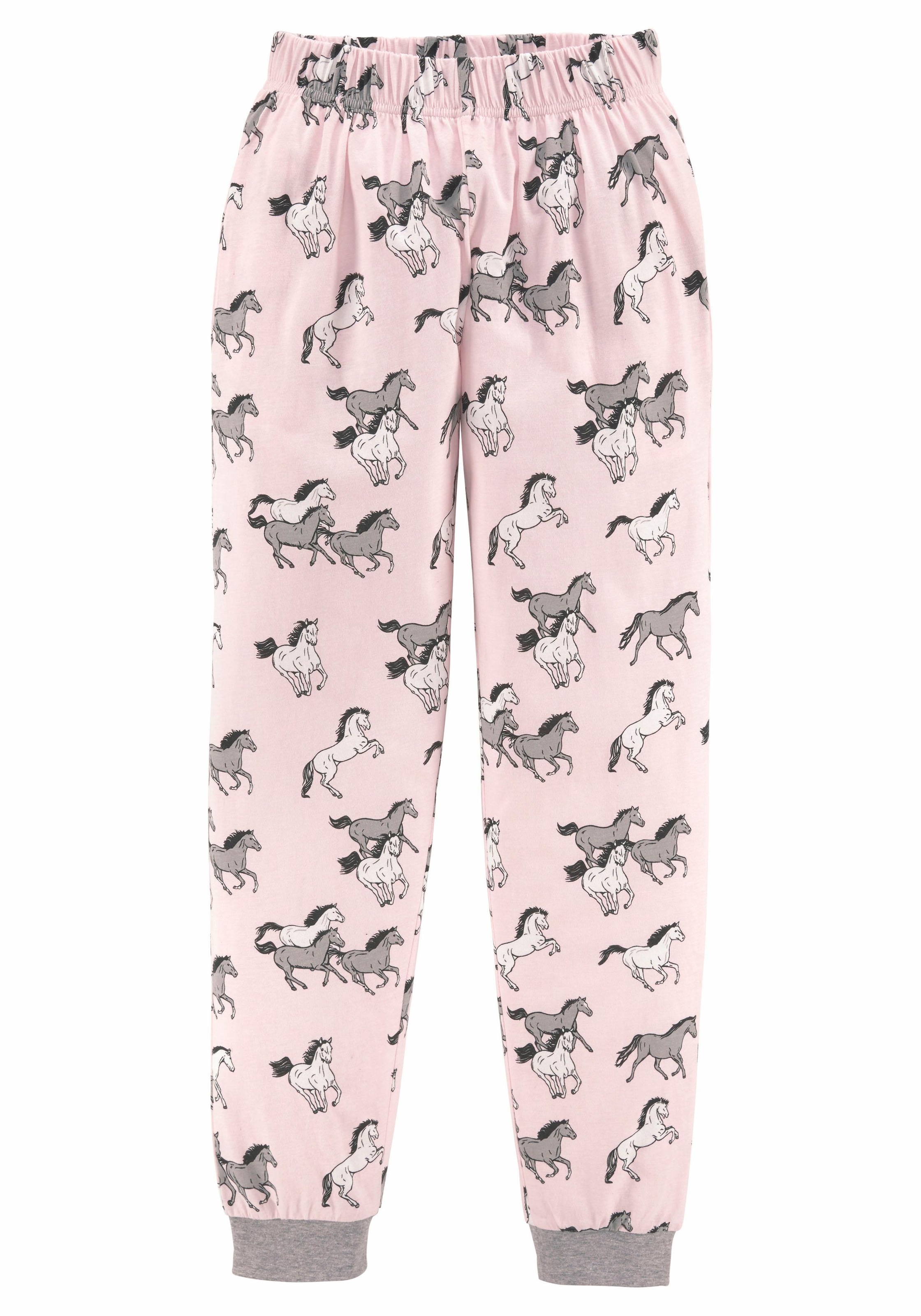 petite fleur Pyjama, (2 tlg., 1 Stück), in langer Form mit Pferde Print