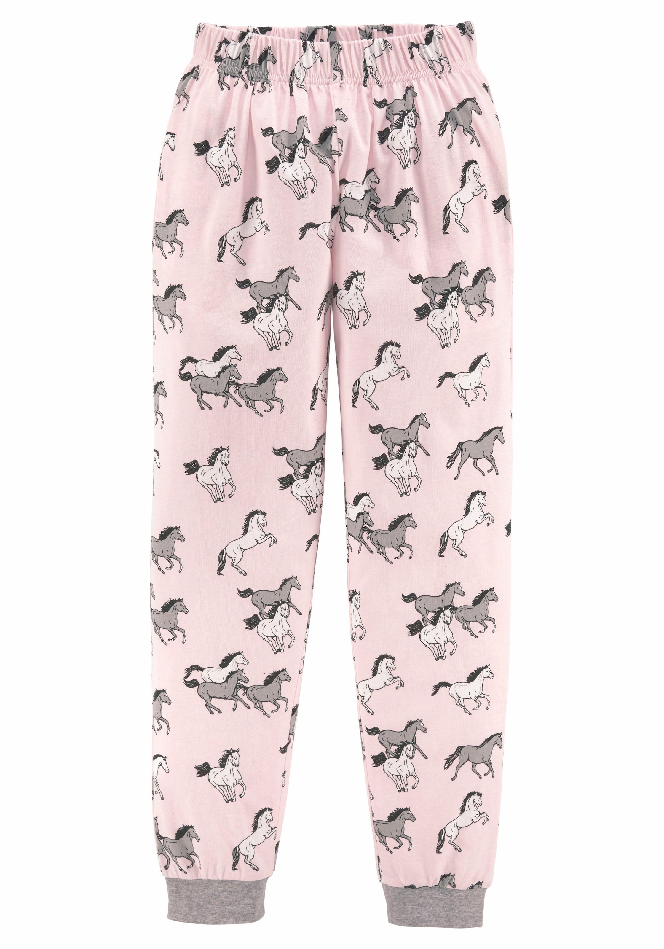 petite fleur Pyjama, (2 tlg., 1 Stück), Schlafanzug in langer Form mit Pferde Print