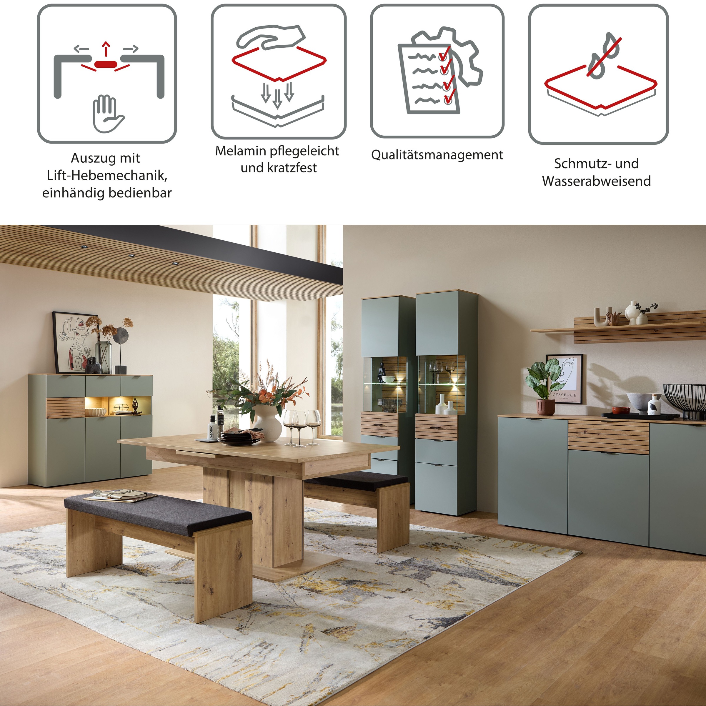 Innostyle INA Dining Table Artisan Oak 180-220cm 2
