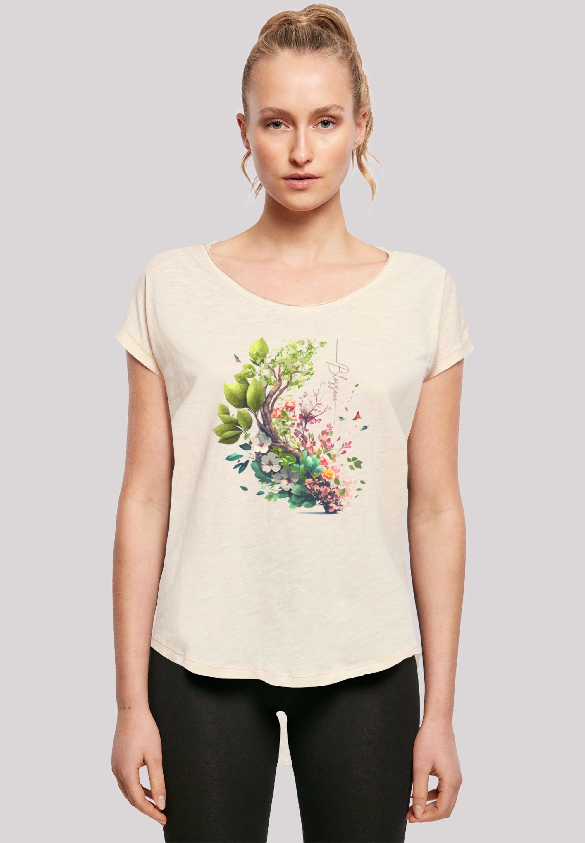F4NT4STIC T-Shirt »Baum mit Blumen«, Print