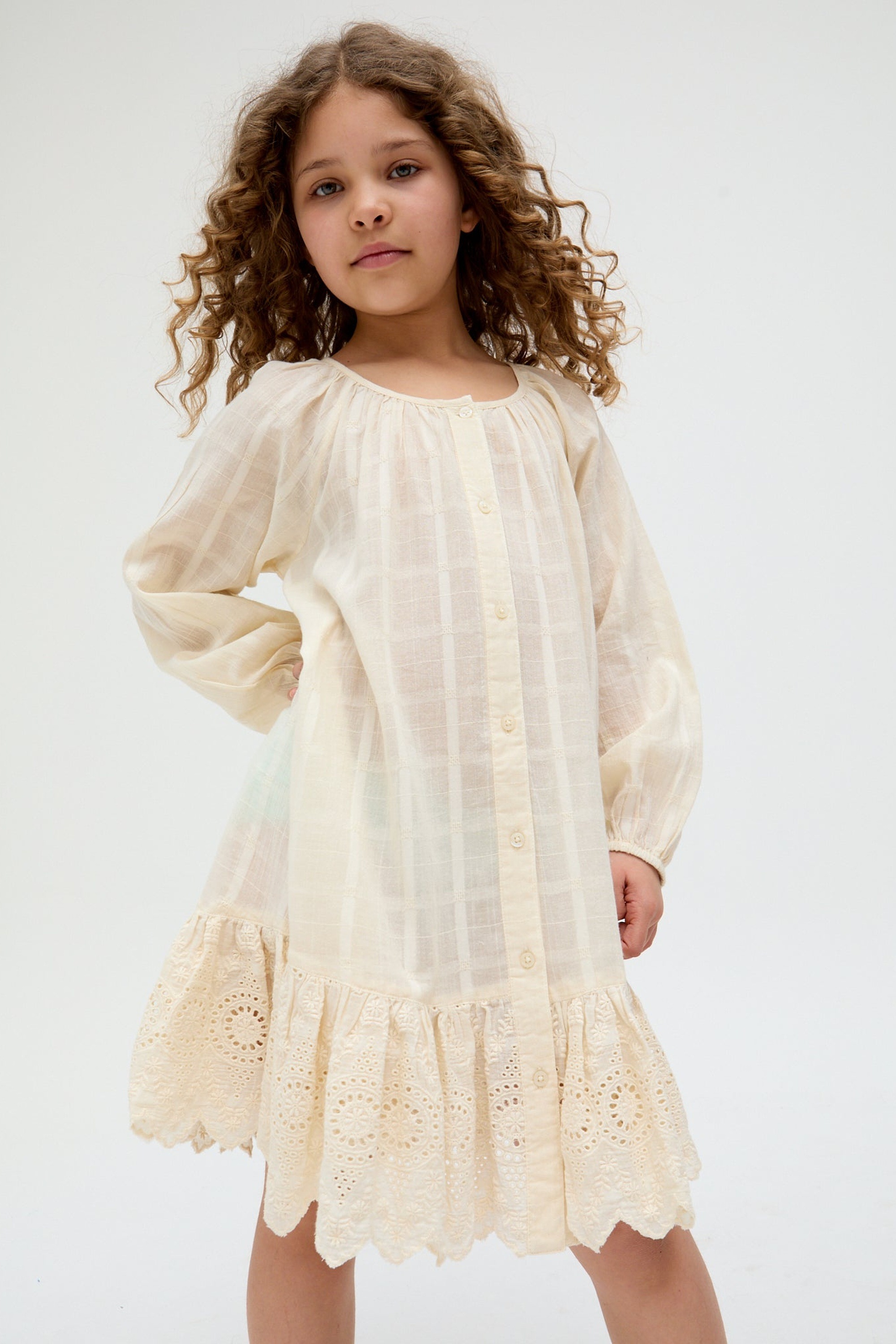 RAFFYA Minikleid »Olivia Button Down Embroidered Dress Mädchen«