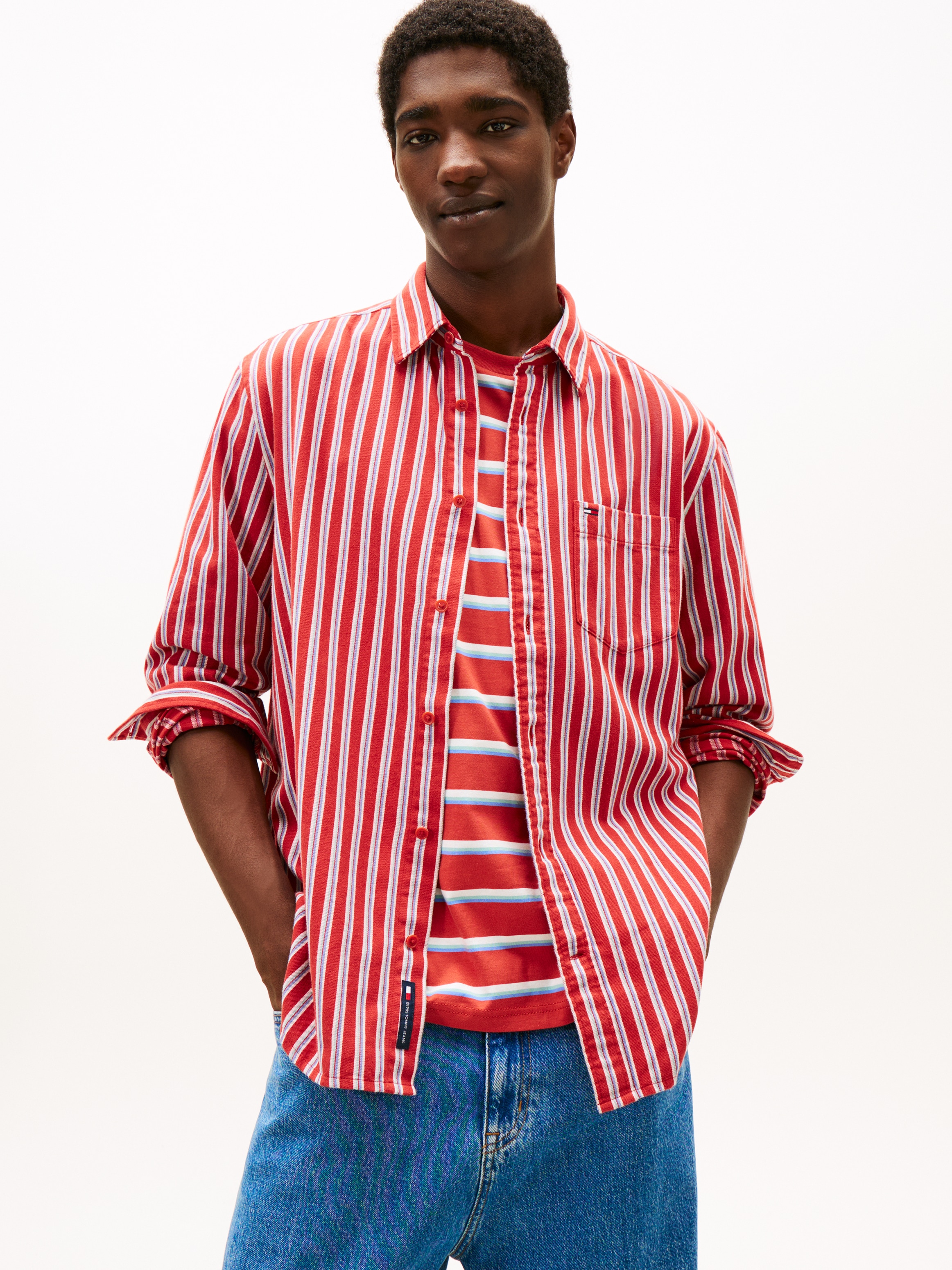 Tommy Jeans Langarmhemd "TJM STRIPE TWILL" gestreift, relaxed fit günstig online kaufen