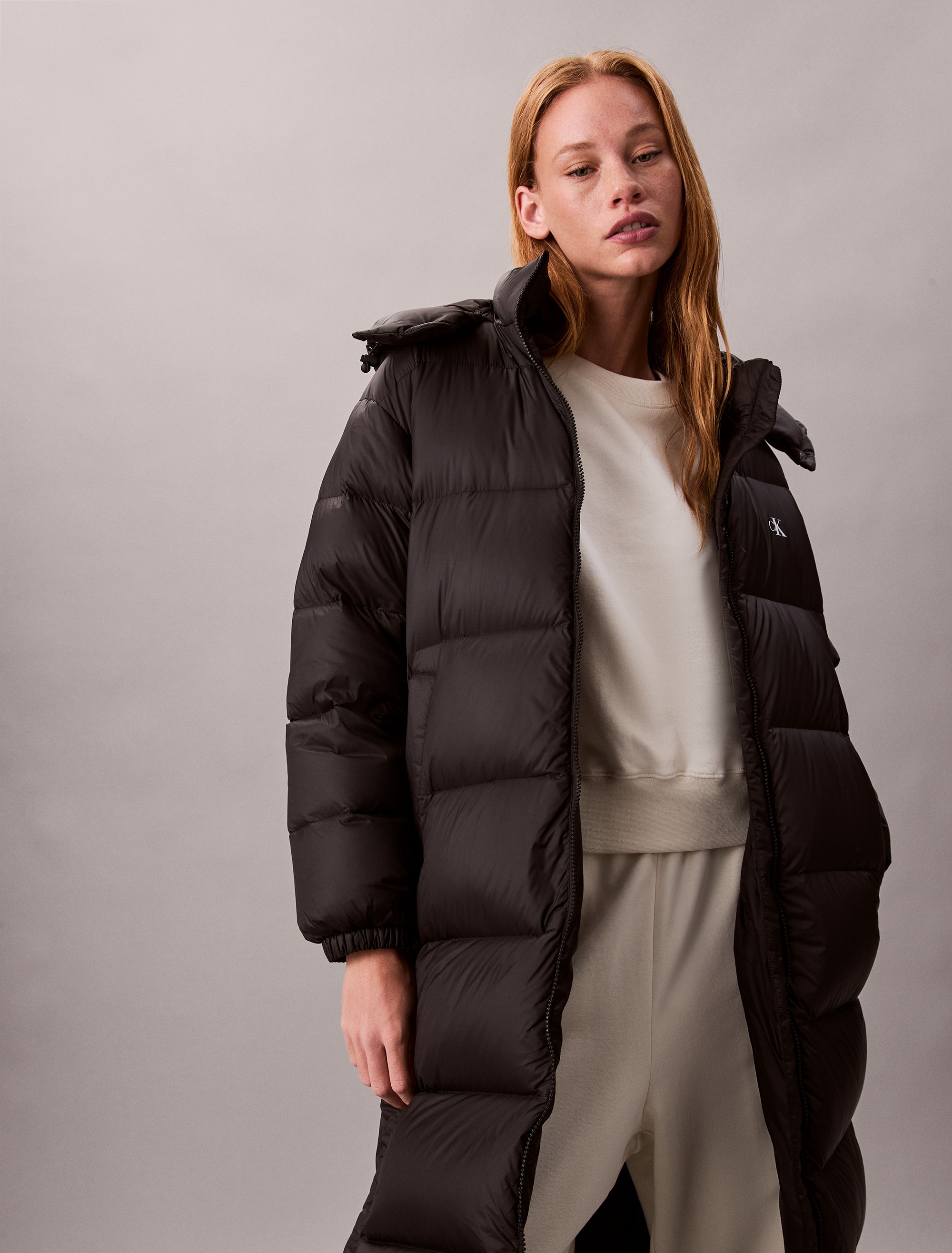 Calvin Klein Jeans Steppmantel »ESSENTIAL MIDWEIGHT LONG PUFFER«, Mit Rundhalsausschnitt, regular fit