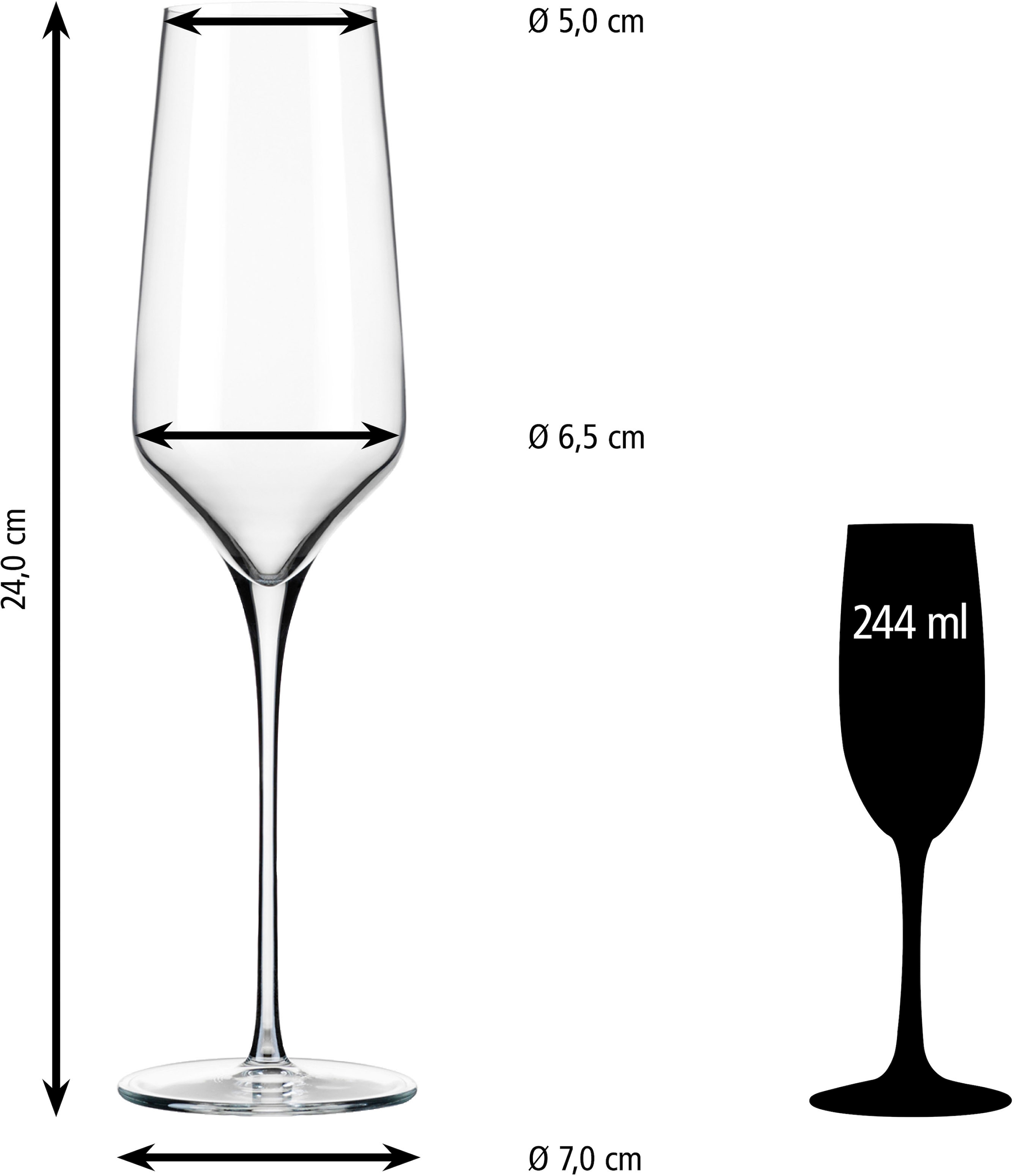 LIBBEY Sektglas »Libbey Gläser-Set -PRISM-, 12er Set«, (Set, 12 tlg.), 244 ml, hochwertig verarbeitet, im modernen Design