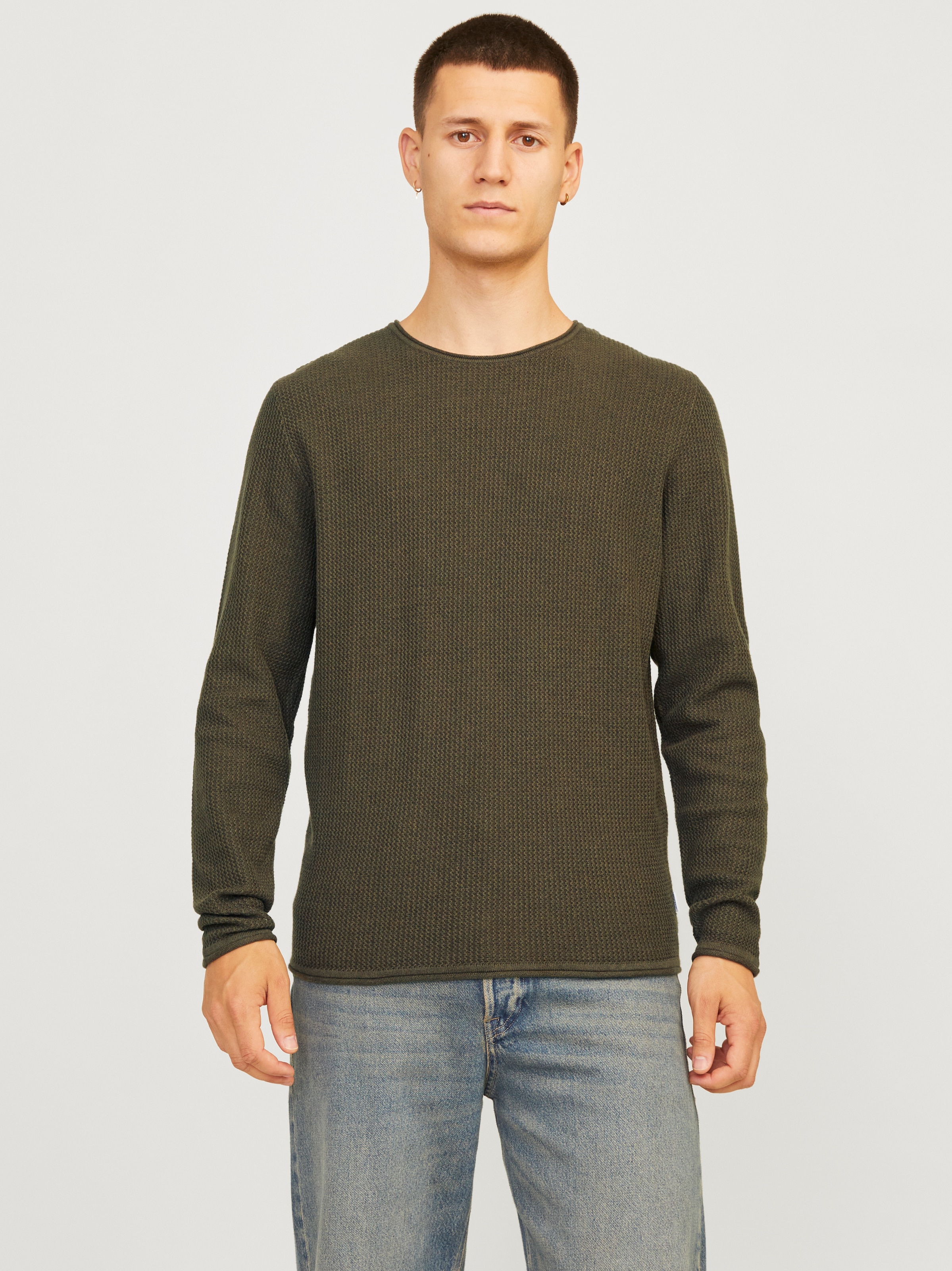 Jack & Jones Rundhalspullover "JJECOOPER KNIT CREW NECK NOOS", in Strick Optik