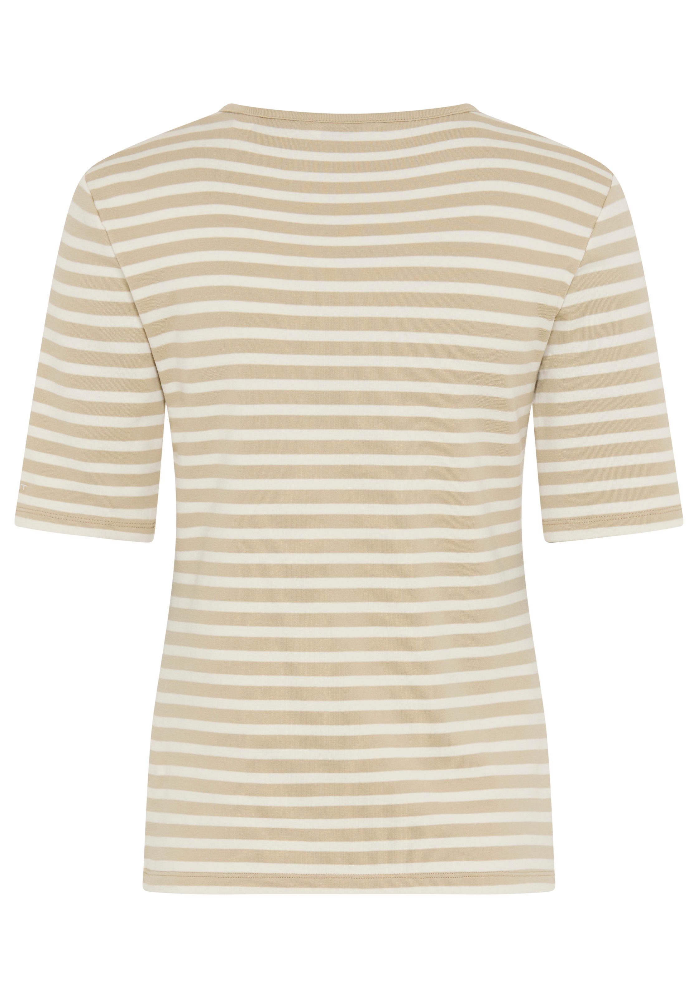 Gant T-Shirt "SLIM STRIPED 1X1 RIBBED KA T-SHIRT" mit dezentem Logoschriftz günstig online kaufen