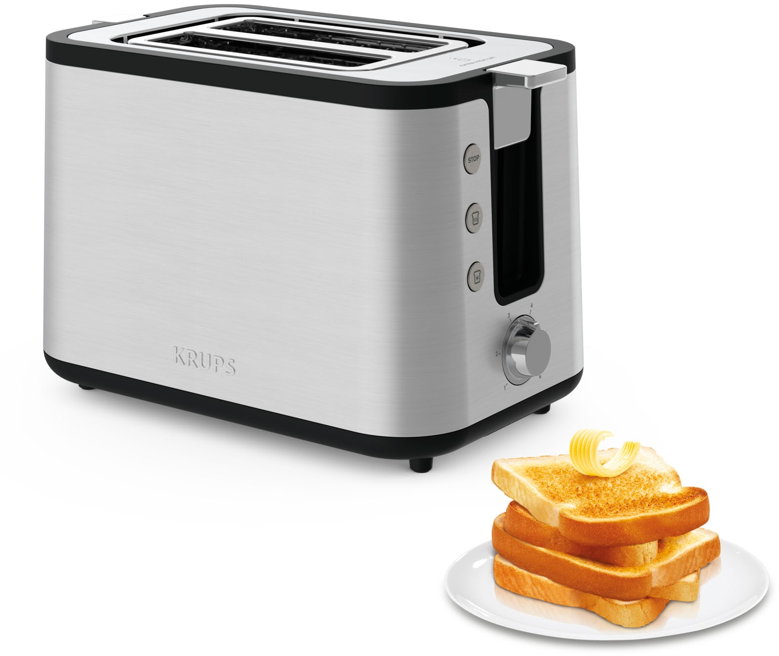 KRUPS Toaster "KH442D Control Line, 6 Bräunungsstufen, herausnehmbare Krümelschublade", B:29cm H:20cm T:17,5cm, schwarz, Toaster, integrierter