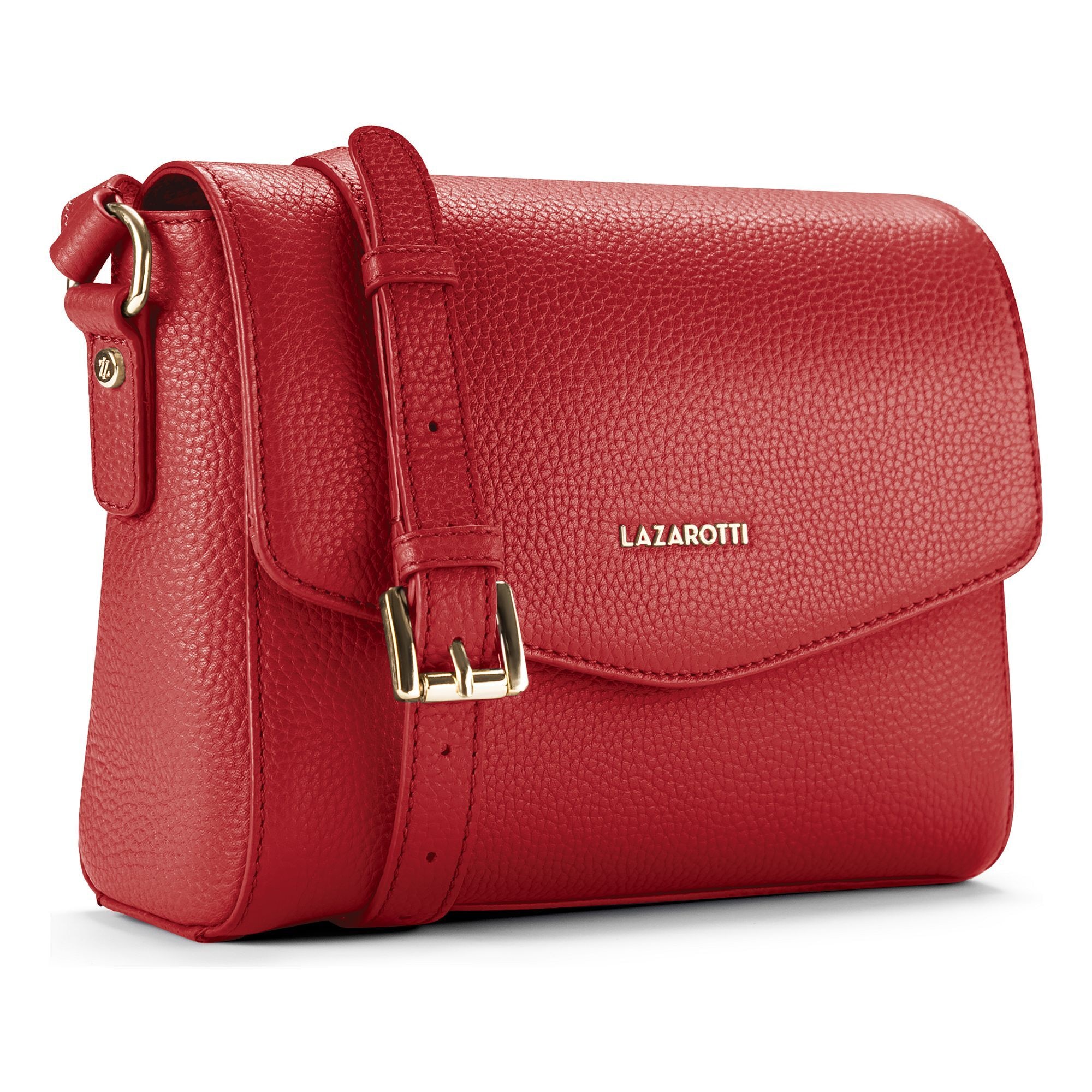 Lazarotti Umhängetasche »Bologna Leather Crossbody Umhängetasche Leder 22 cm«