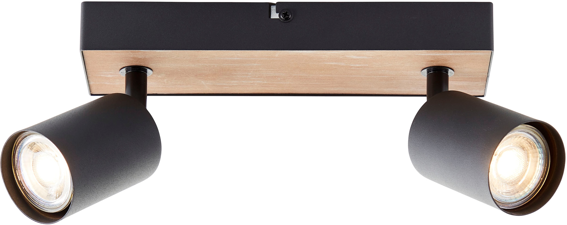 Brilliant Deckenstrahler »Jello Wood«, 2 flammig-flammig, Spotbalken  schwenkbar, 15x24x8 cm, GU10, 345lm, 3000K, Metall/Holz | BAUR