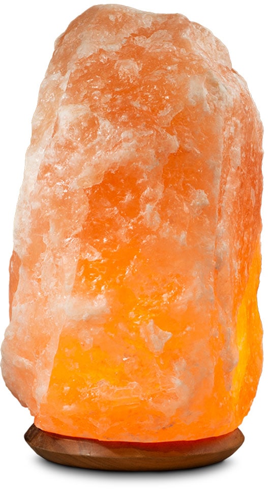 Salzkristall-Tischlampe "Rock", Ø 25cm H: 40cm, 1 Stk., orange, WAGNER LIFE DESIGN, Leuchten, Handgefertigt aus Salzkristall - jeder Stein ein