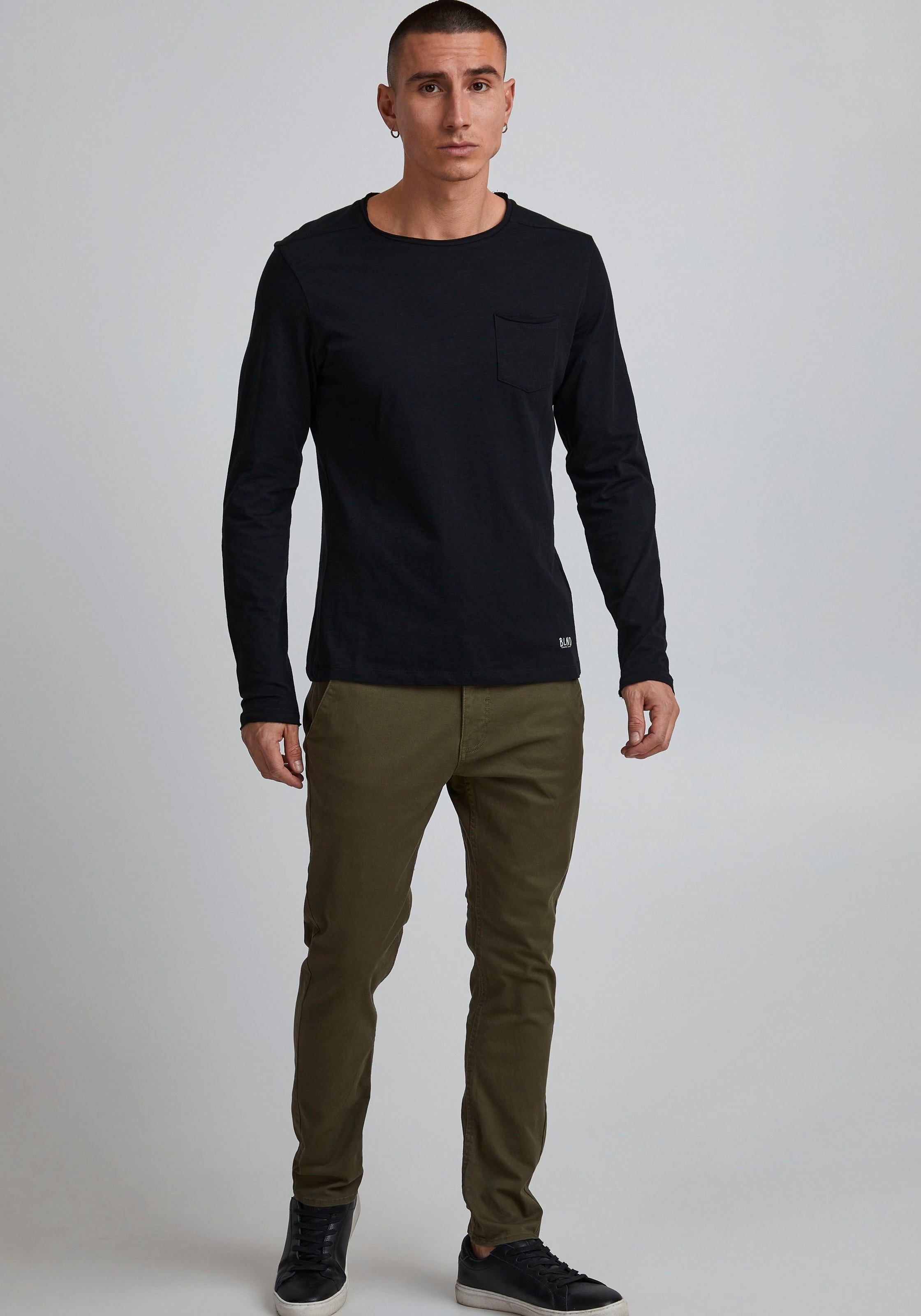 Chinohose BLEND "BHNATAN", Herren, Gr. 30, Länge 32, grün (olive night grün), Web, Obermaterial: 98% Baumwolle, 2% Elasthan, unifarben, schmal normal, Hosen Chinohose 9