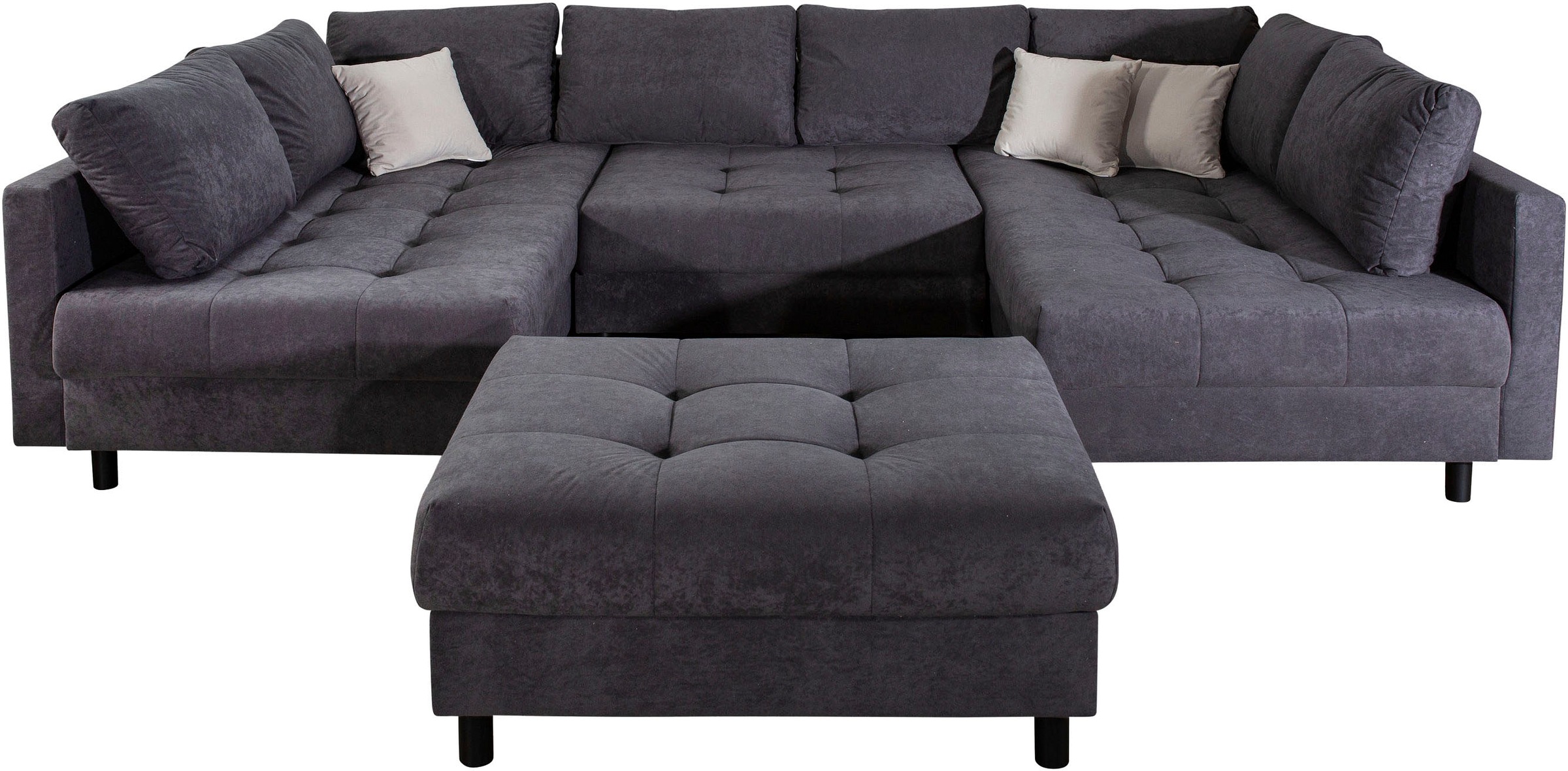 Home affaire Wohnlandschaft "Toni U-Form, B: 298 cm", mit Hocker & 3 Zierki günstig online kaufen