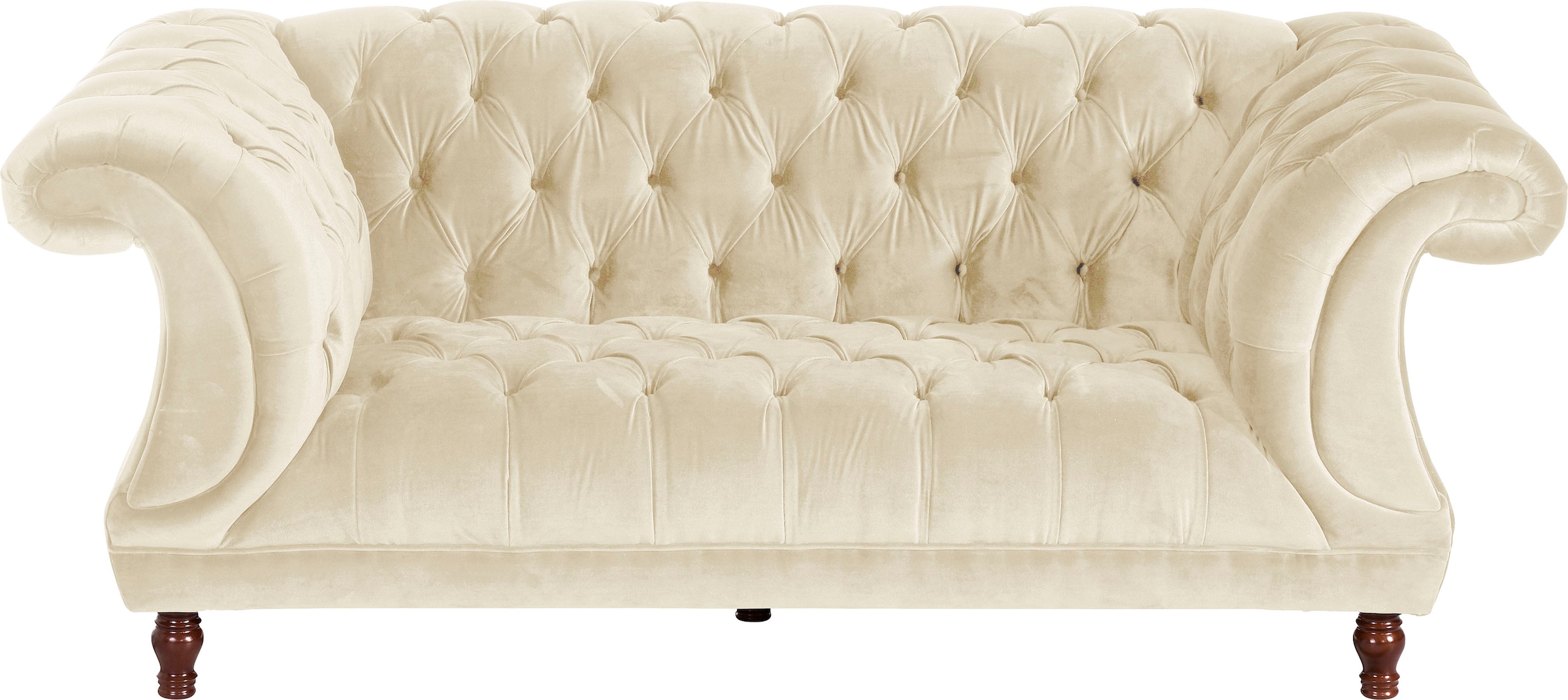 Max Winzer® Chesterfield-Sofa »Isabelle«, Knopfheftung & gedrechselten Füßen in Buche Nussbaum, Breite 200 cm