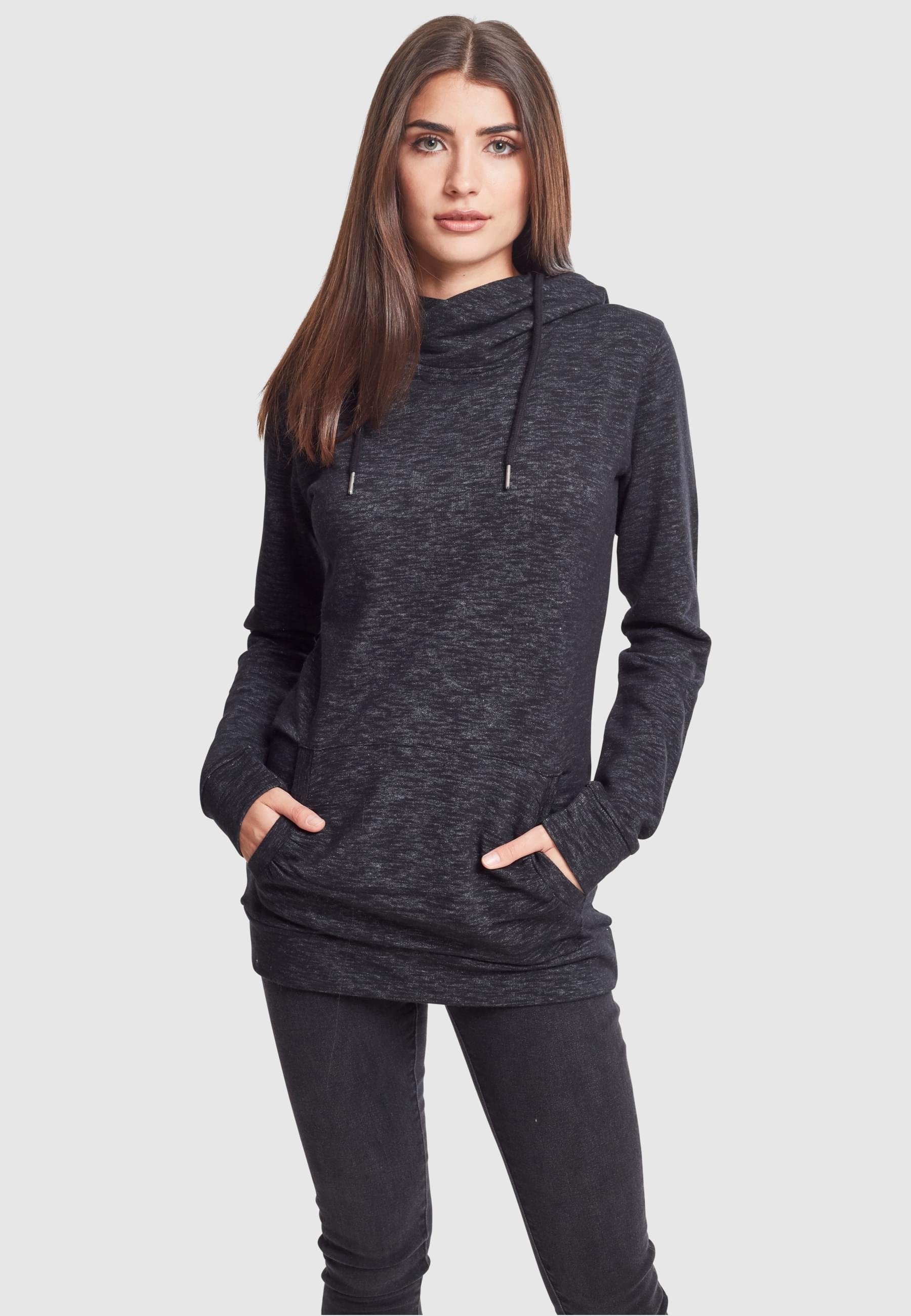 URBAN CLASSICS Rundhalspullover »Urban Classics Damen Ladies Slub Terry High Neck Hoody«, (1 tlg.)