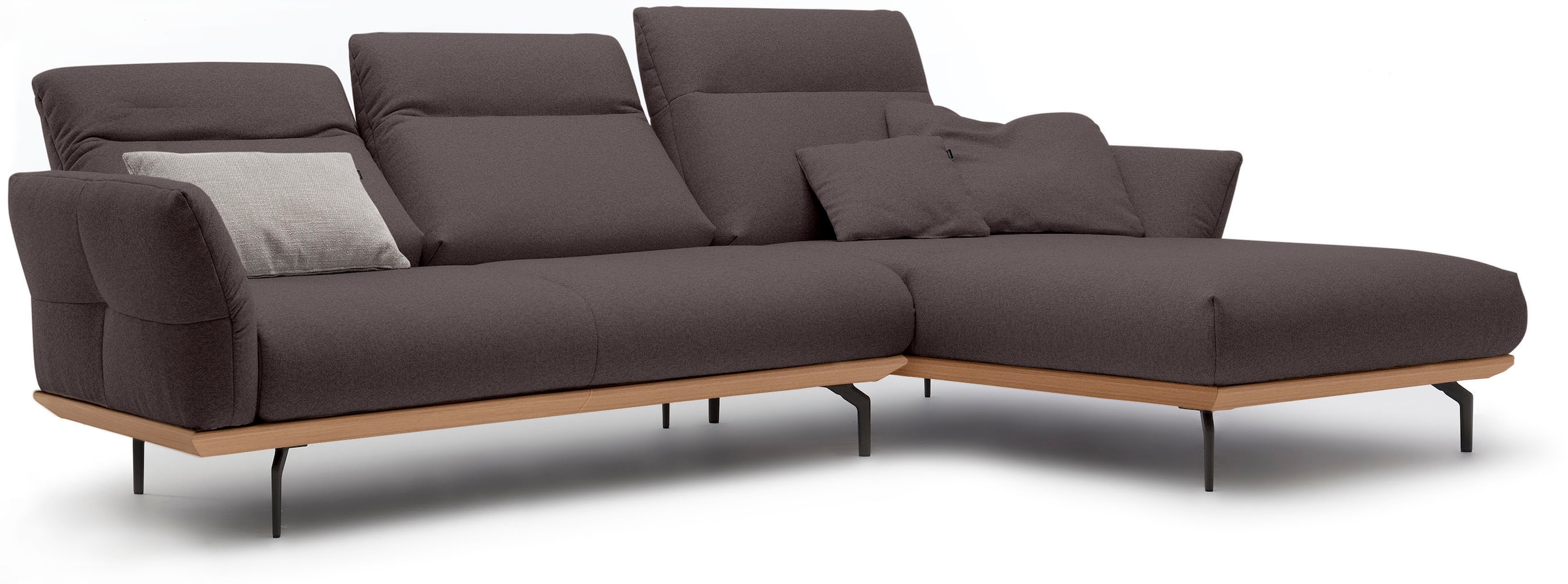 Creation BY ROLF BENZ Ecksofa »CR.460« Sockel in Eiche, Alugussfüße in umbragrau, Breite 298 cm