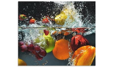 Küchenrückwand »Spritzendes Obst auf dem Wasser«, (1 tlg.), Alu Spritzschutz mit...